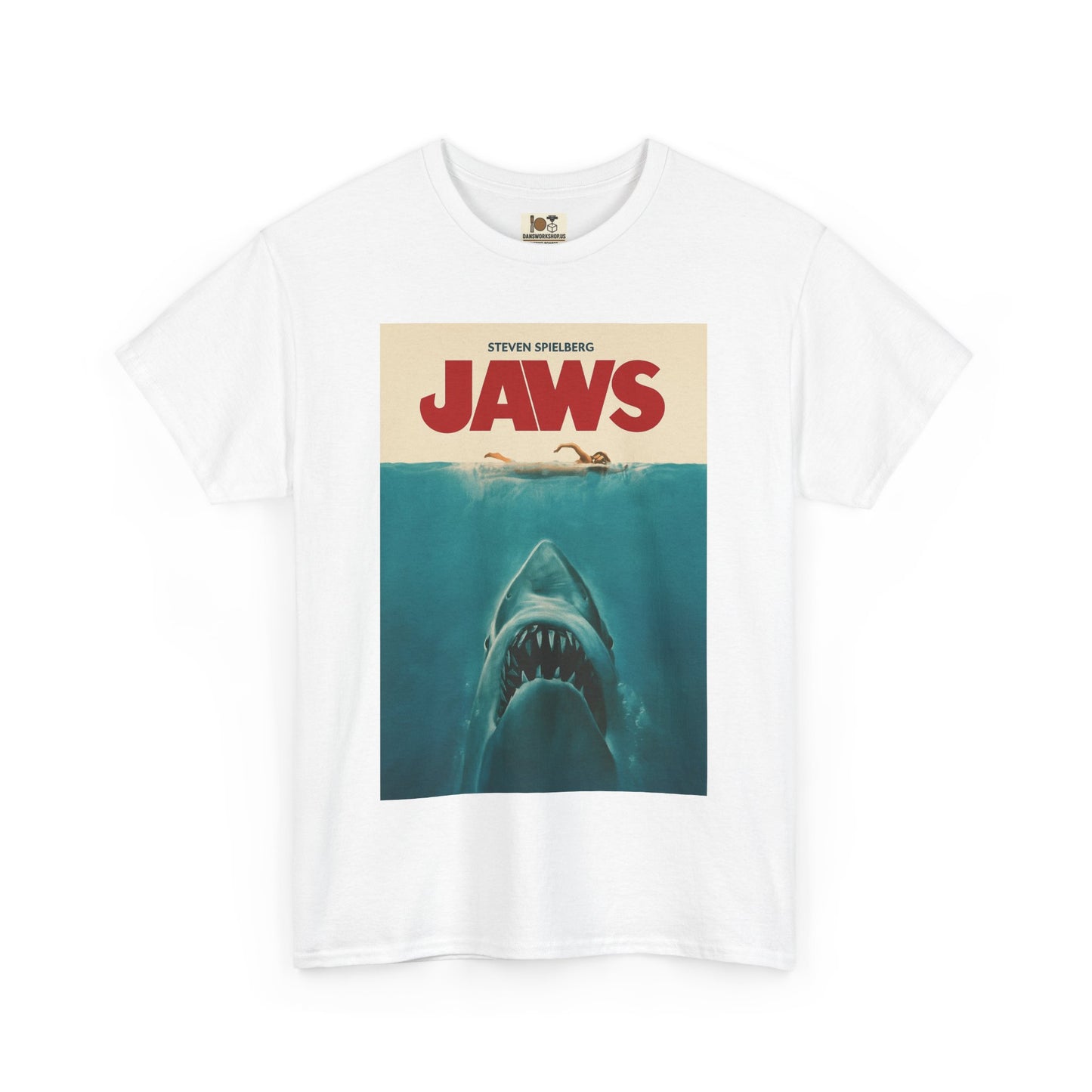 Jaws Unisex Heavy Cotton Tee, Vintage Movie Shirt, Shark Lover Gift, Ocean Theme Clothing, Summer Casual Wear