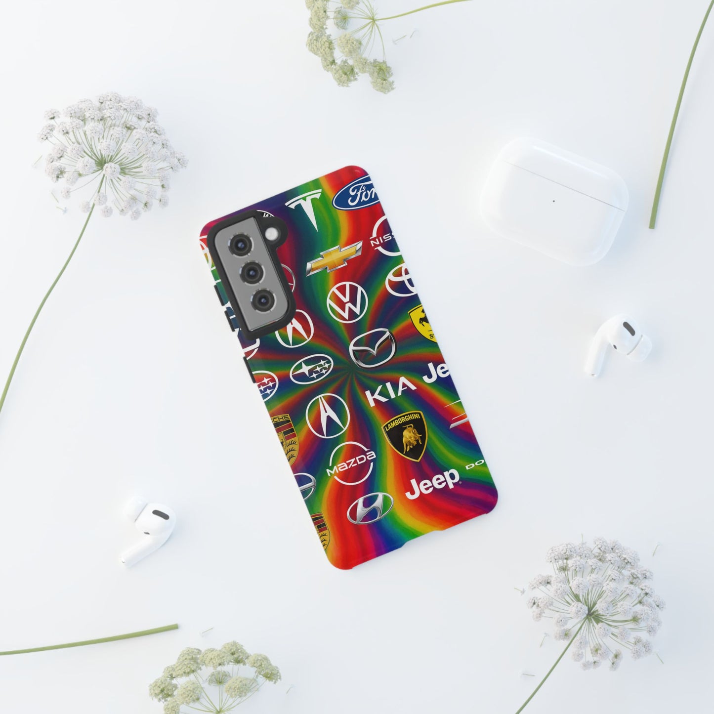 Colorful Car Logos Phone Case - Vibrant Tough Cases for Auto Enthusiasts, Unique Gift for Birthdays, Car Events, and Holidays