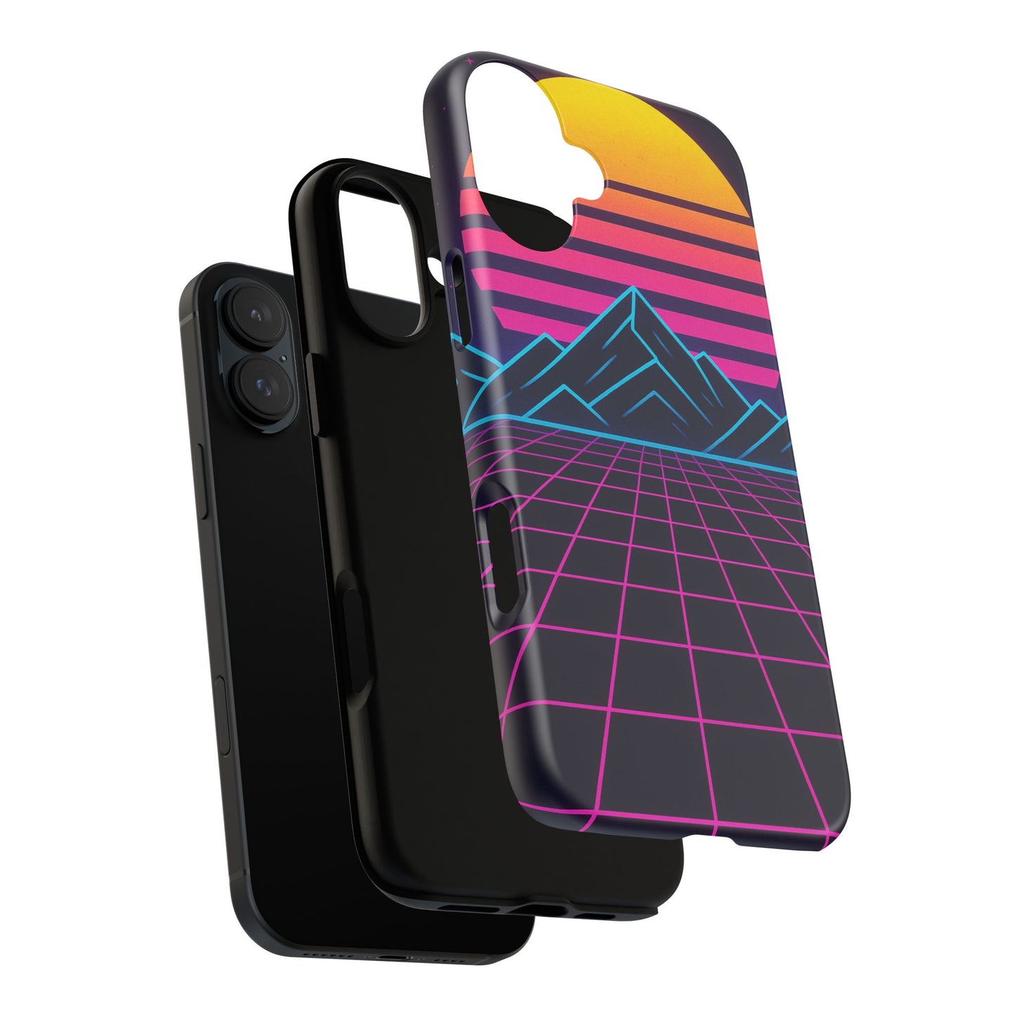 Retro Sunset Phone Case, Vintage Neon Case, 80s Aesthetic Cover, Gift for Tech Lovers, Unique Phone Accessories