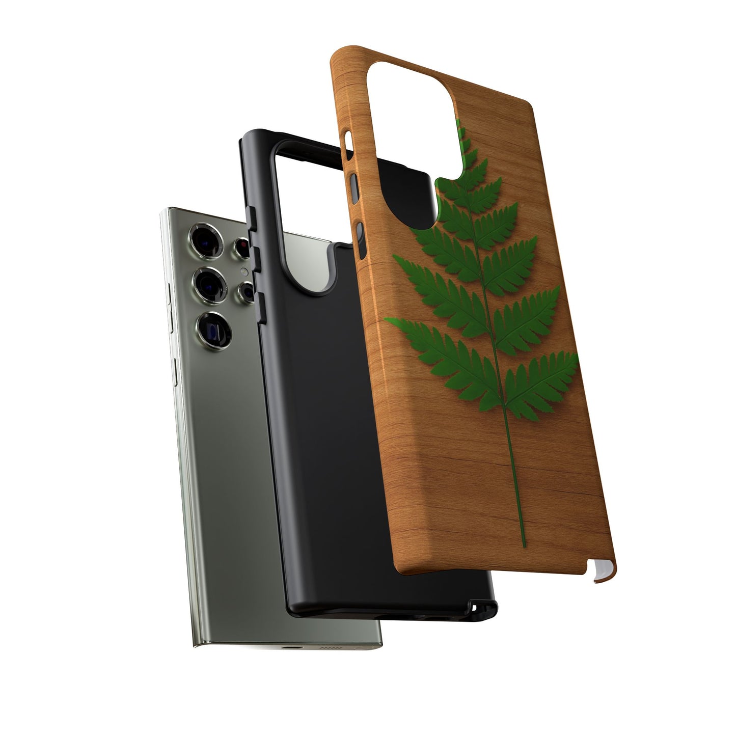 Wooden Fern Phone Case - Eco-Friendly Tough Cases for Nature Lovers, Unique Gift, Customizable Design, Nature-Themed Accessories