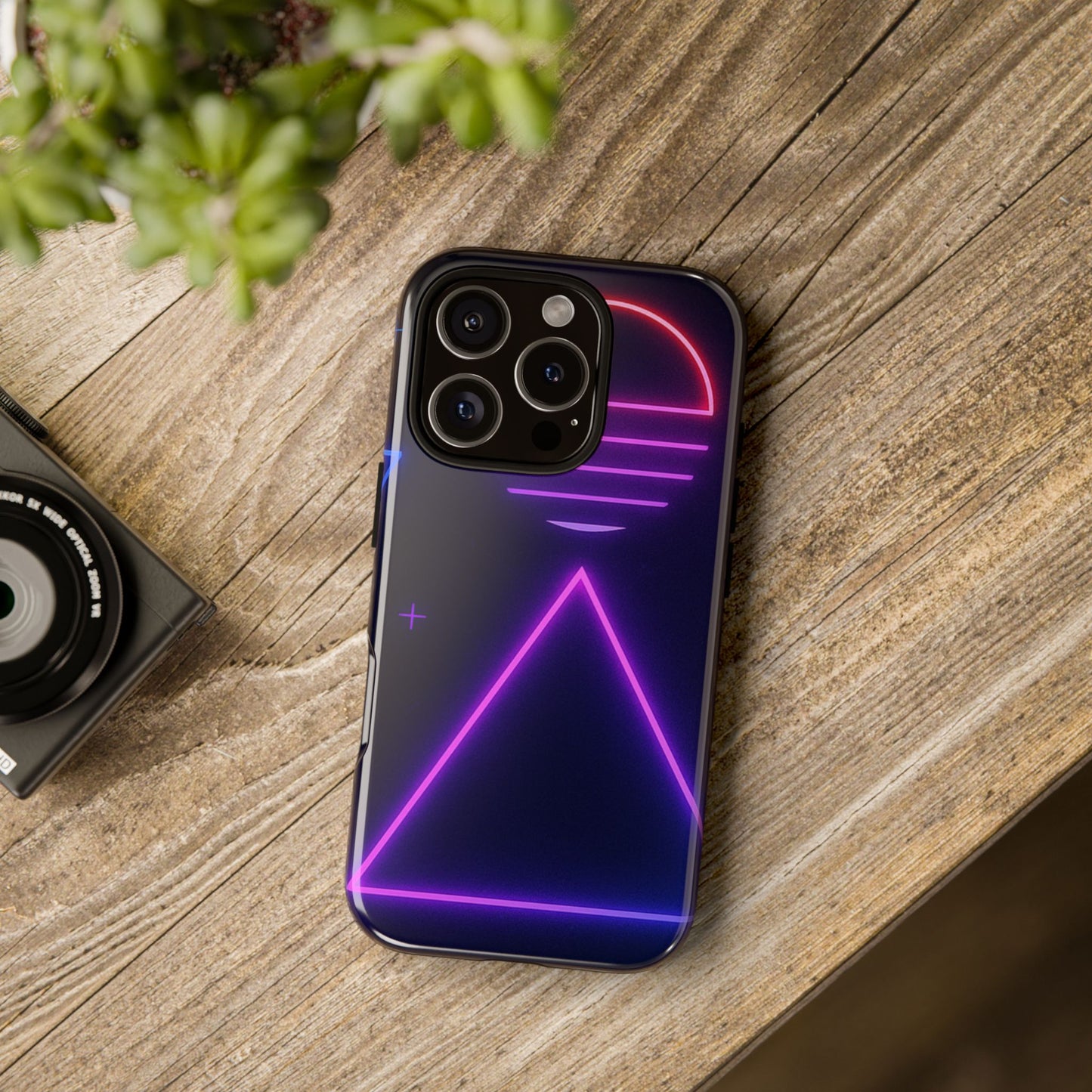 Retro Neon Phone Case, Tough Cases for iPhone, 80s Aesthetic Phone Cover, Abstract Neon Design, Gift for Tech Lovers