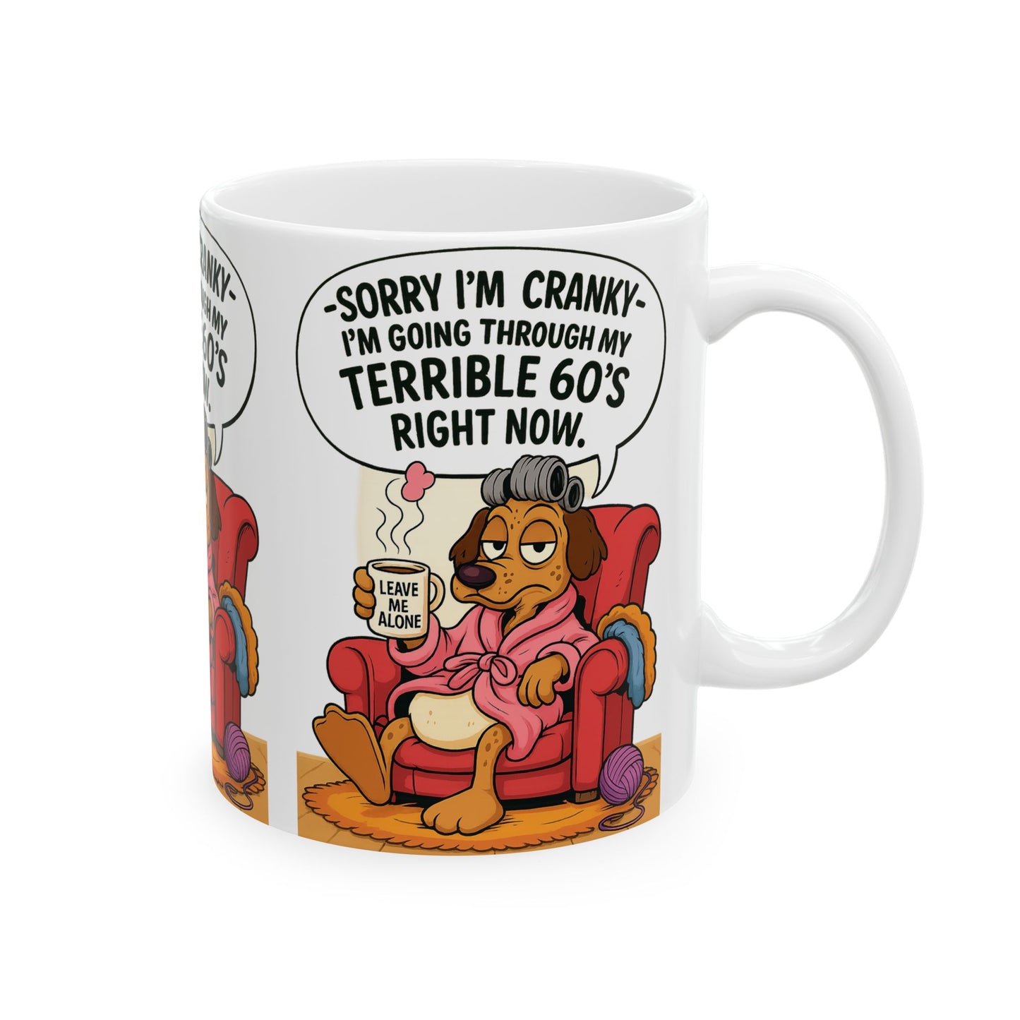 Terrible 60's Comic Mug - Funny Ceramic Coffee Cup, Dog Lover Gift, Quirky Birthday Present, Humor for Foodies, Sassy Kitchen Decor