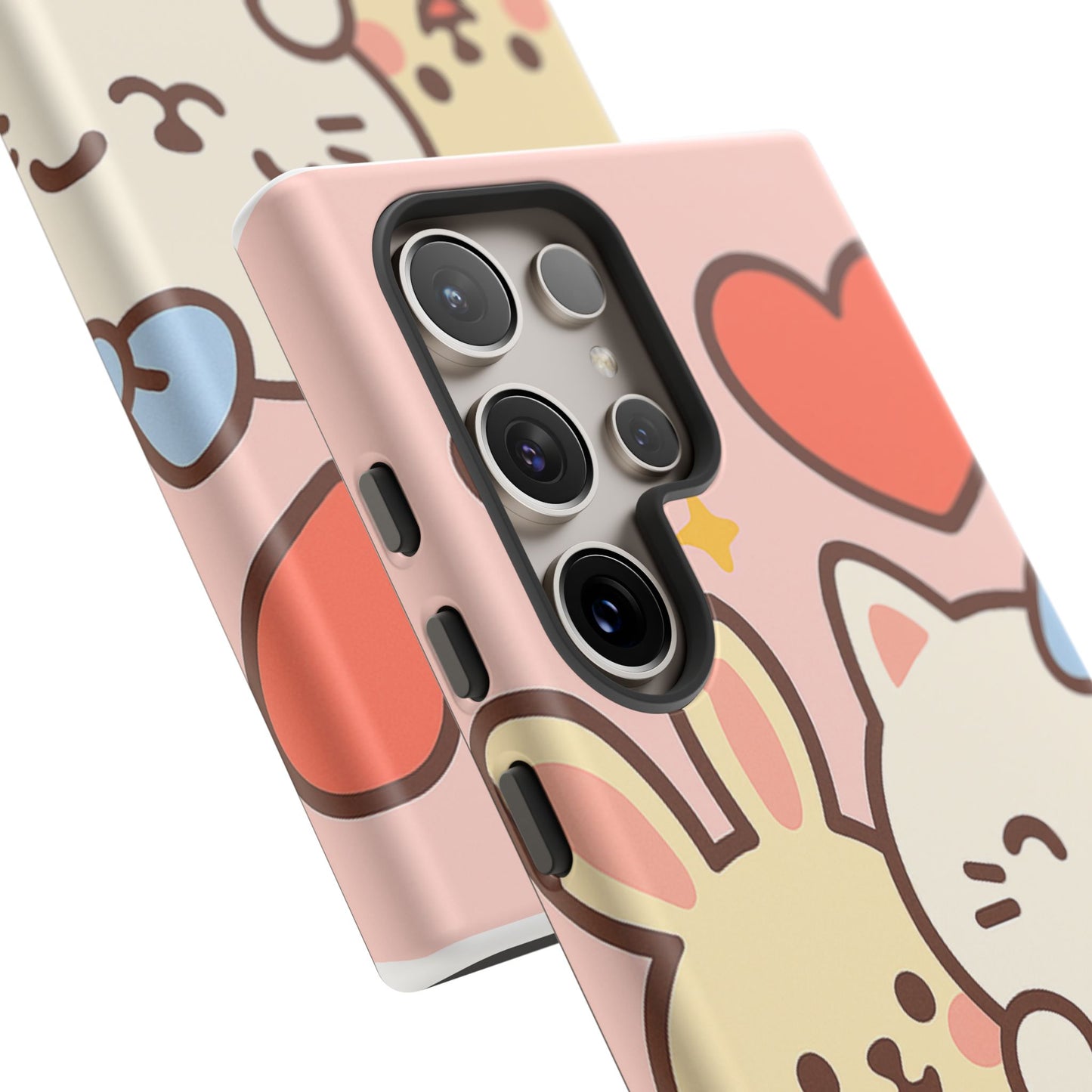 Cute Animal Phone Case -Tough Cases with Bunny and Cat Design, Kawaii Gift for Kids, Birthday, Everyday Use, Phone Accessories, teenage girl