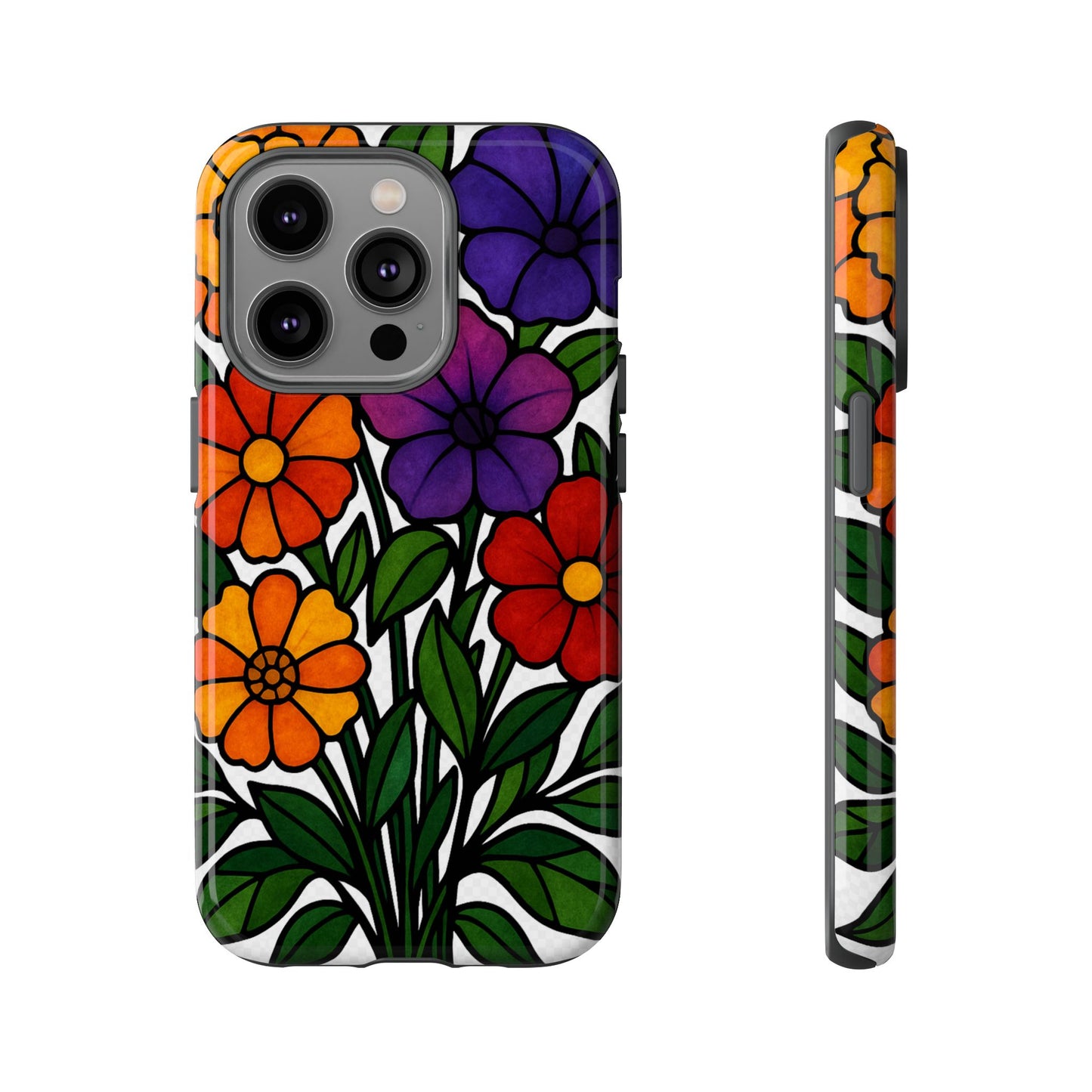 Floral Phone Case, Tough Cases with Colorful Flower Design, Gift for Flower Lovers, Summer Accessories, Trendy Phone Cover