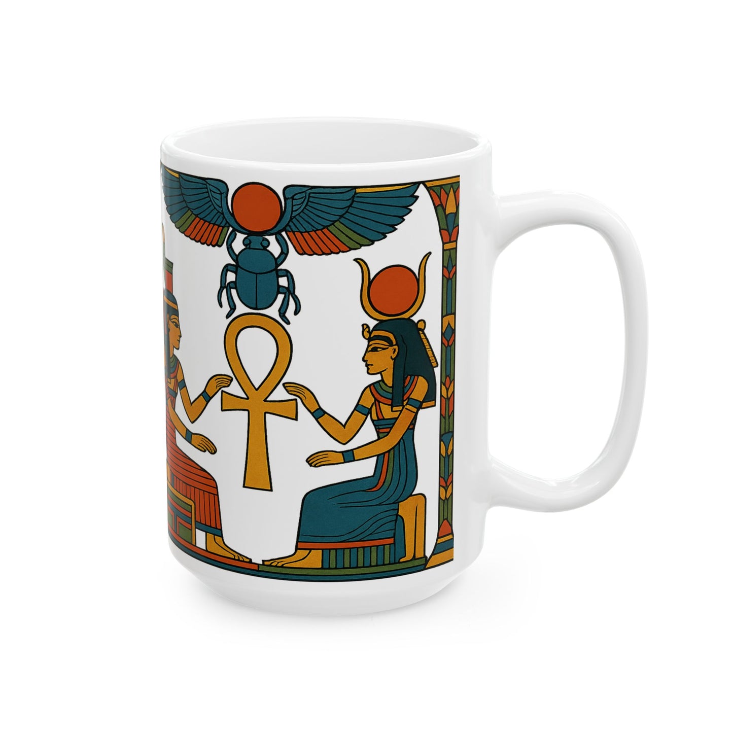 Egyptian Queen Ceramic Mug, Unique Gift for Art Lovers, Bohemian Decor, Coffee Mug, 11oz or 15oz Options