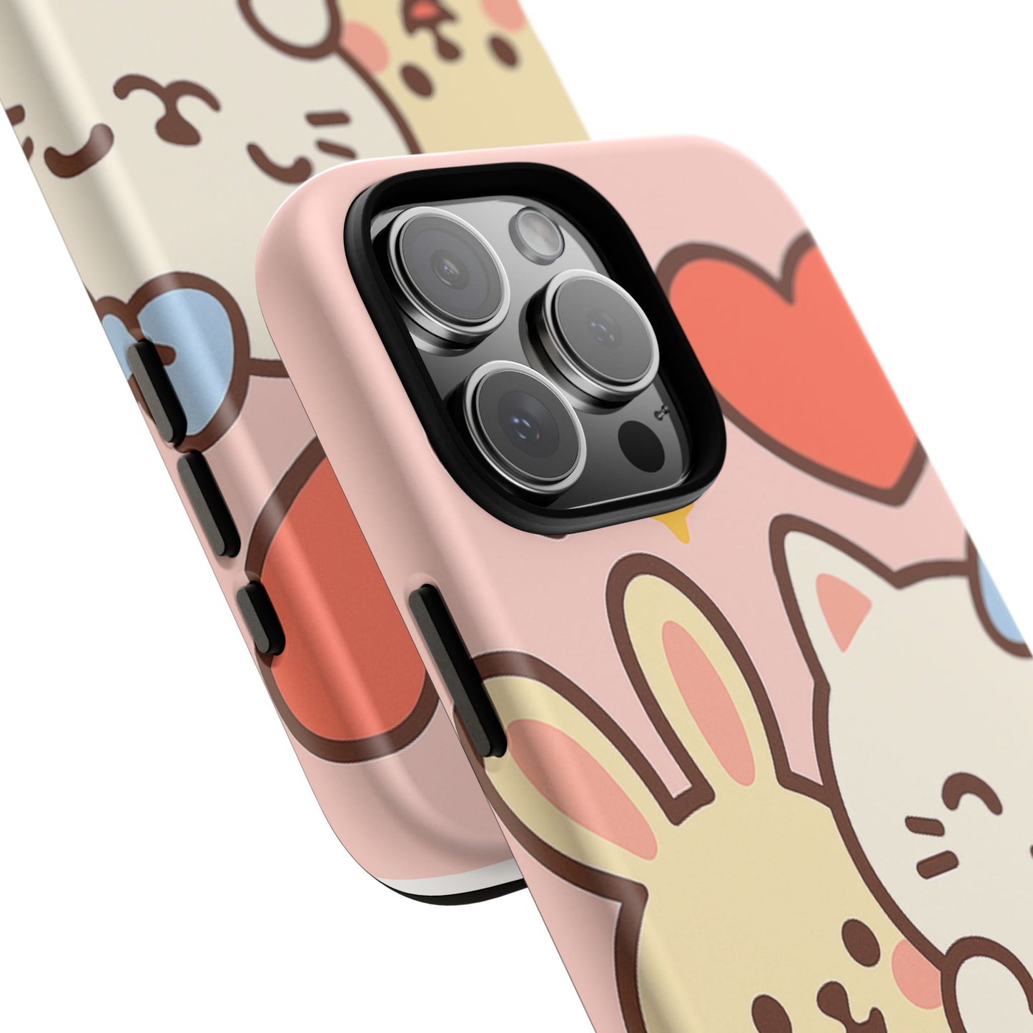 Cute Animal Phone Case -Tough Cases with Bunny and Cat Design, Kawaii Gift for Kids, Birthday, Everyday Use, Phone Accessories, teenage girl
