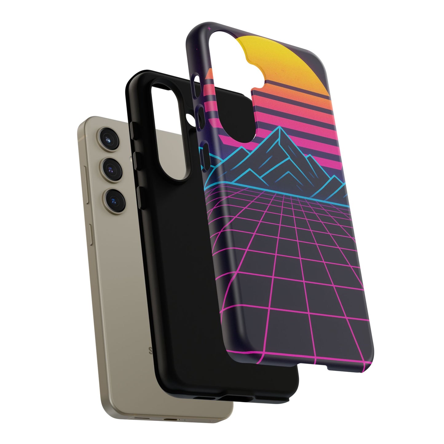Retro Sunset Phone Case, Vintage Neon Case, 80s Aesthetic Cover, Gift for Tech Lovers, Unique Phone Accessories