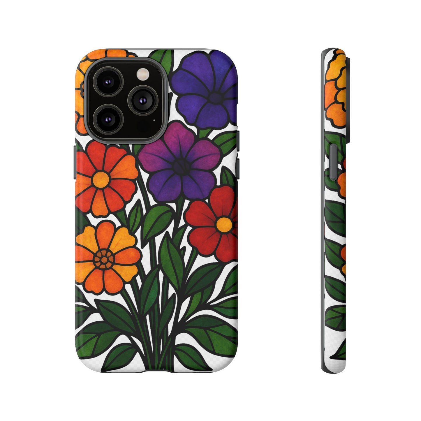 Floral Phone Case, Tough Cases with Colorful Flower Design, Gift for Flower Lovers, Summer Accessories, Trendy Phone Cover