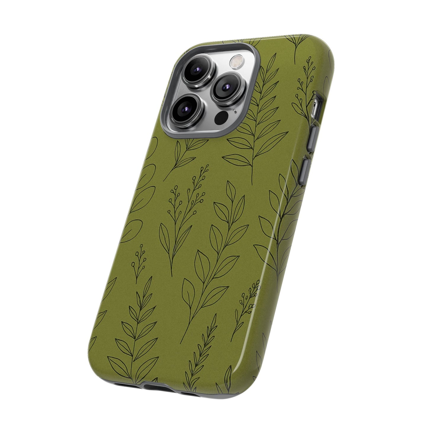 Stylish Phone Case, Botanical Design, Tough Phone Cover, Green Floral Case, Nature Inspired Gift, Eco-Friendly Accessory