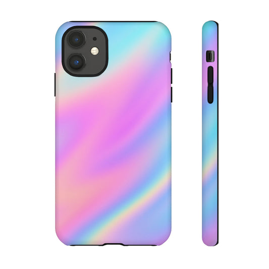 Colorful Holographic Phone Case, Tough Cases for iPhone, Trendy Phone Cover, Unique Gift for Her, Pastel Phone Accessory