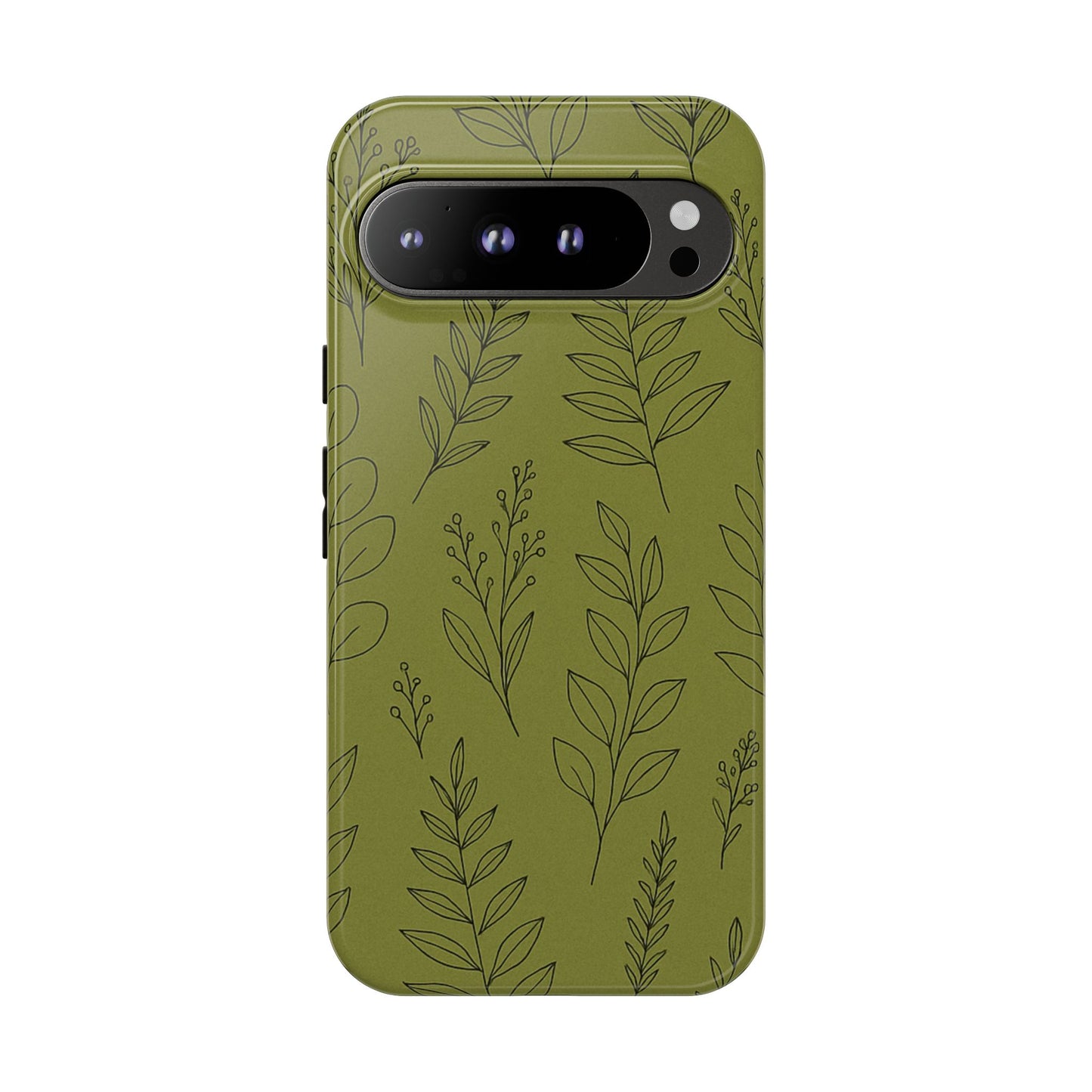 Stylish Phone Case, Botanical Design, Tough Phone Cover, Green Floral Case, Nature Inspired Gift, Eco-Friendly Accessory