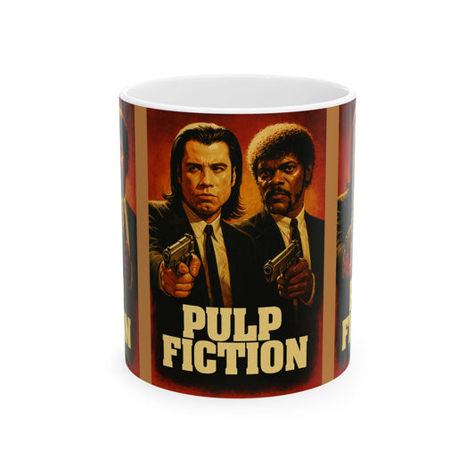 Pulp Fiction Ceramic Mug, Movie Lover Gift, Coffee Cup, Retro Film Merchandise, 11oz & 15oz Options