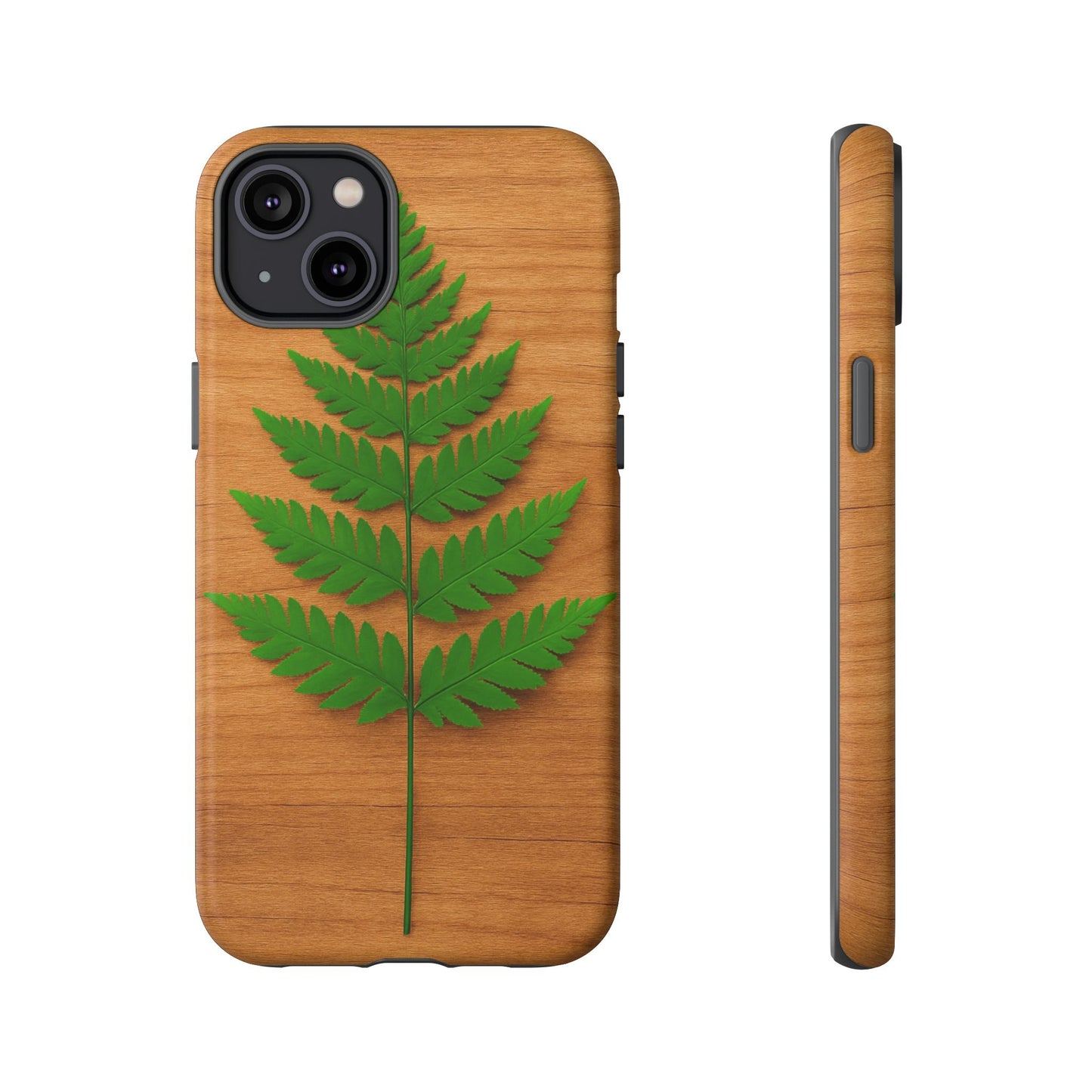 Wooden Fern Phone Case - Eco-Friendly Tough Cases for Nature Lovers, Unique Gift, Customizable Design, Nature-Themed Accessories