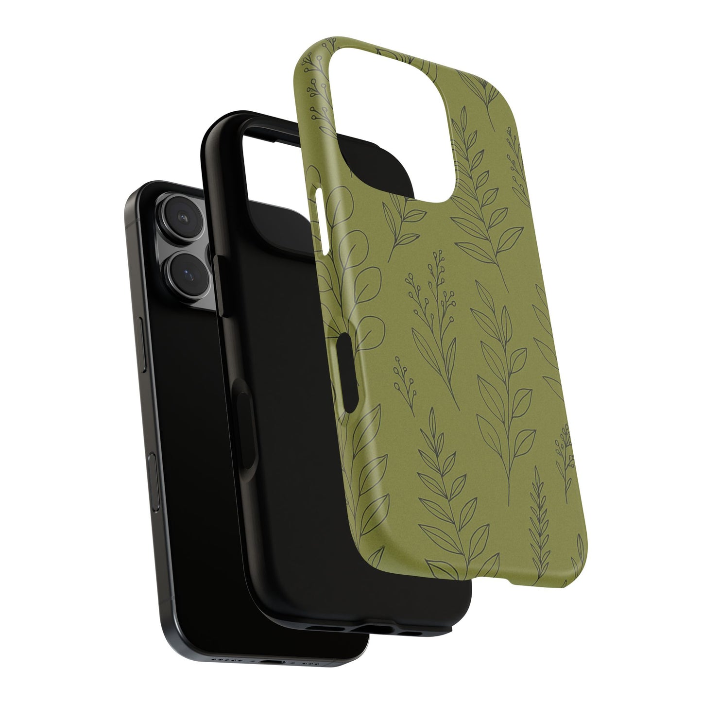 Stylish Phone Case, Botanical Design, Tough Phone Cover, Green Floral Case, Nature Inspired Gift, Eco-Friendly Accessory