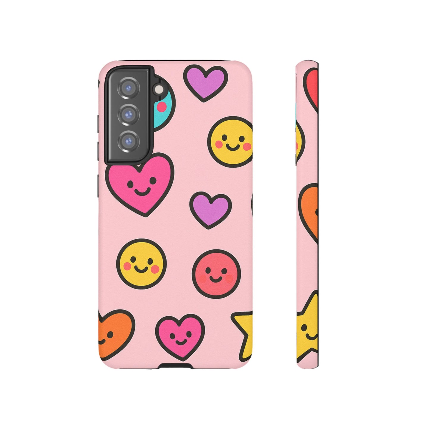 Cute Phone Case with Smiley Faces and Hearts, Fun Gift for Kids and Teens, Cellphone Protector, Birthday Present, Cute Accessories