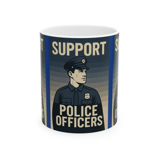Support Police Officers Ceramic Mug | Unique Gift for Law Enforcement Appreciation, Police Supporter, Coffee Lover, Officer Tribute