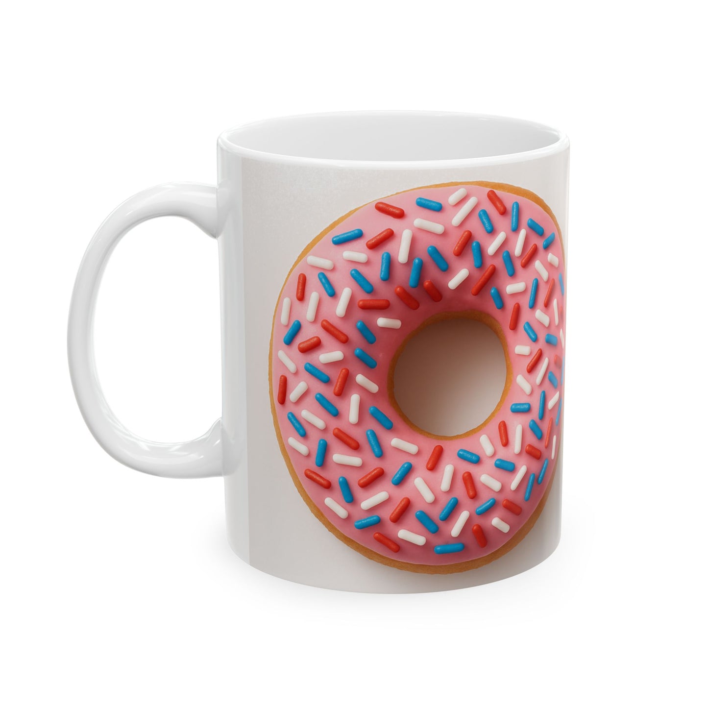 Donut Design Ceramic Mug | Fun Coffee Mug for Foodies, Birthday Gift, Kitchen Decor, Donut Lover's Mug, Sweet Treat Drinkware