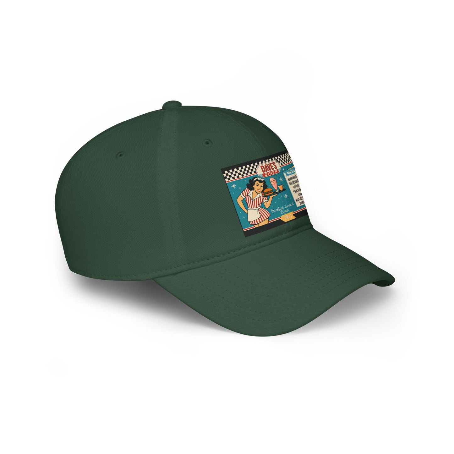 Retro Diner Low Profile Baseball Cap | Vintage Style Cap, Unisex Gift, Casual Headwear, Fun Accessory, Summer Vibes
