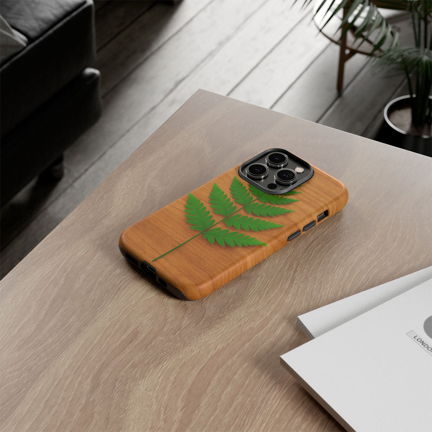Wooden Fern Phone Case - Eco-Friendly Tough Cases for Nature Lovers, Unique Gift, Customizable Design, Nature-Themed Accessories
