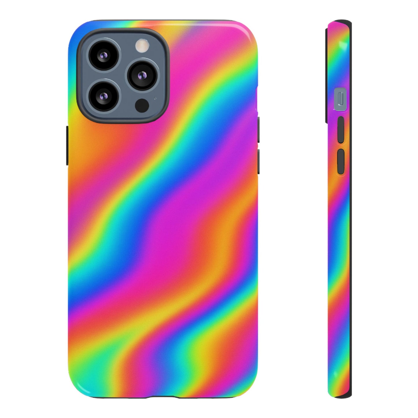 Rainbow Wavy Phone Case - Colorful Tough Cases for Stylish Protection, LGBTQ+ Pride Gift, Trendy Phone Accessory, Birthday, Holiday Present