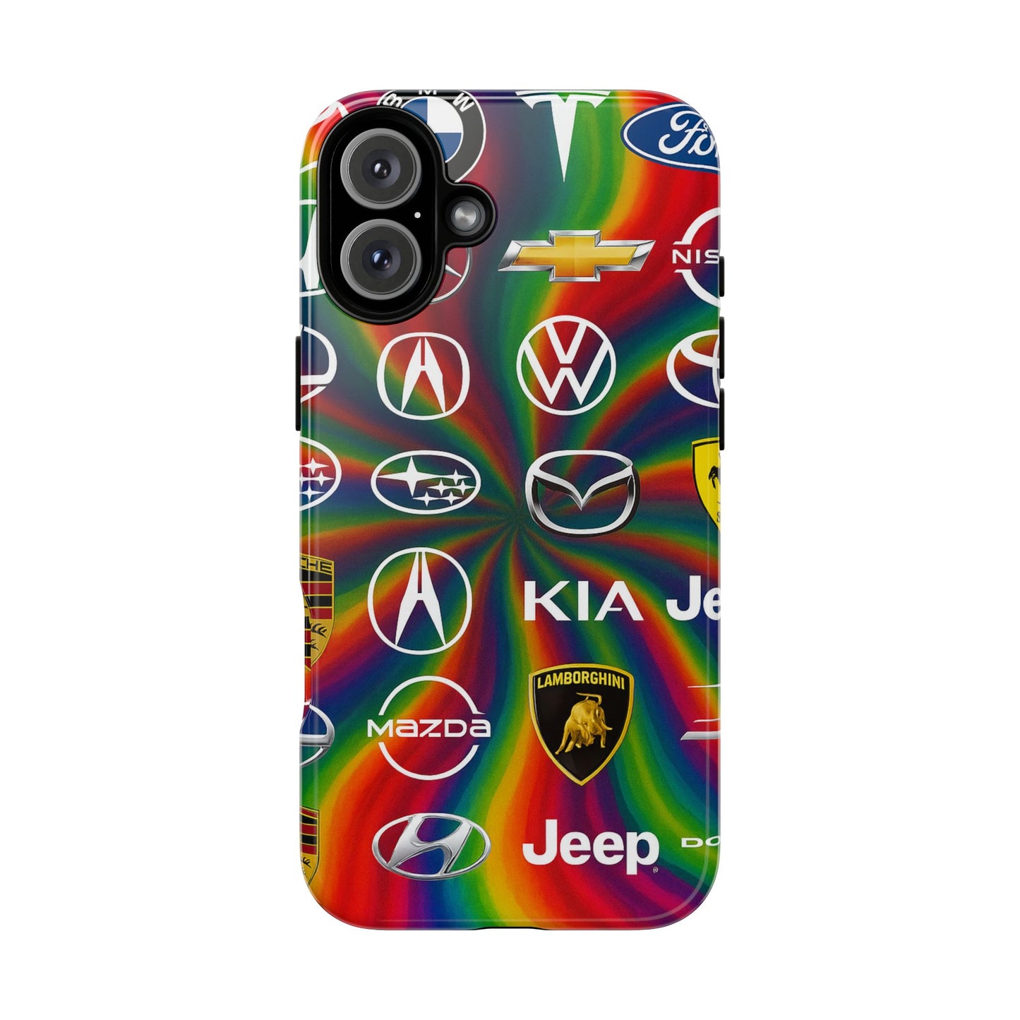 Colorful Car Logos Phone Case - Vibrant Tough Cases for Auto Enthusiasts, Unique Gift for Birthdays, Car Events, and Holidays