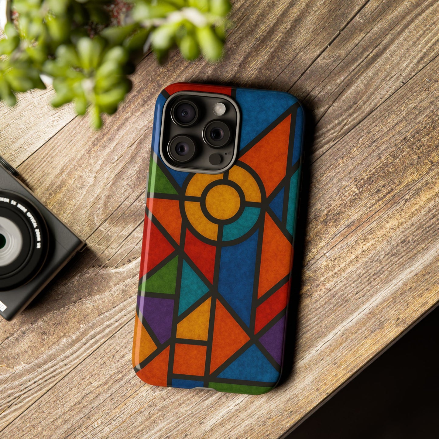 Colorful Stained Glass Phone Case, Artistic Phone Cover, Vibrant Protective Case, Unique Gift for Art Lovers, Stylish Smartphone Accessory