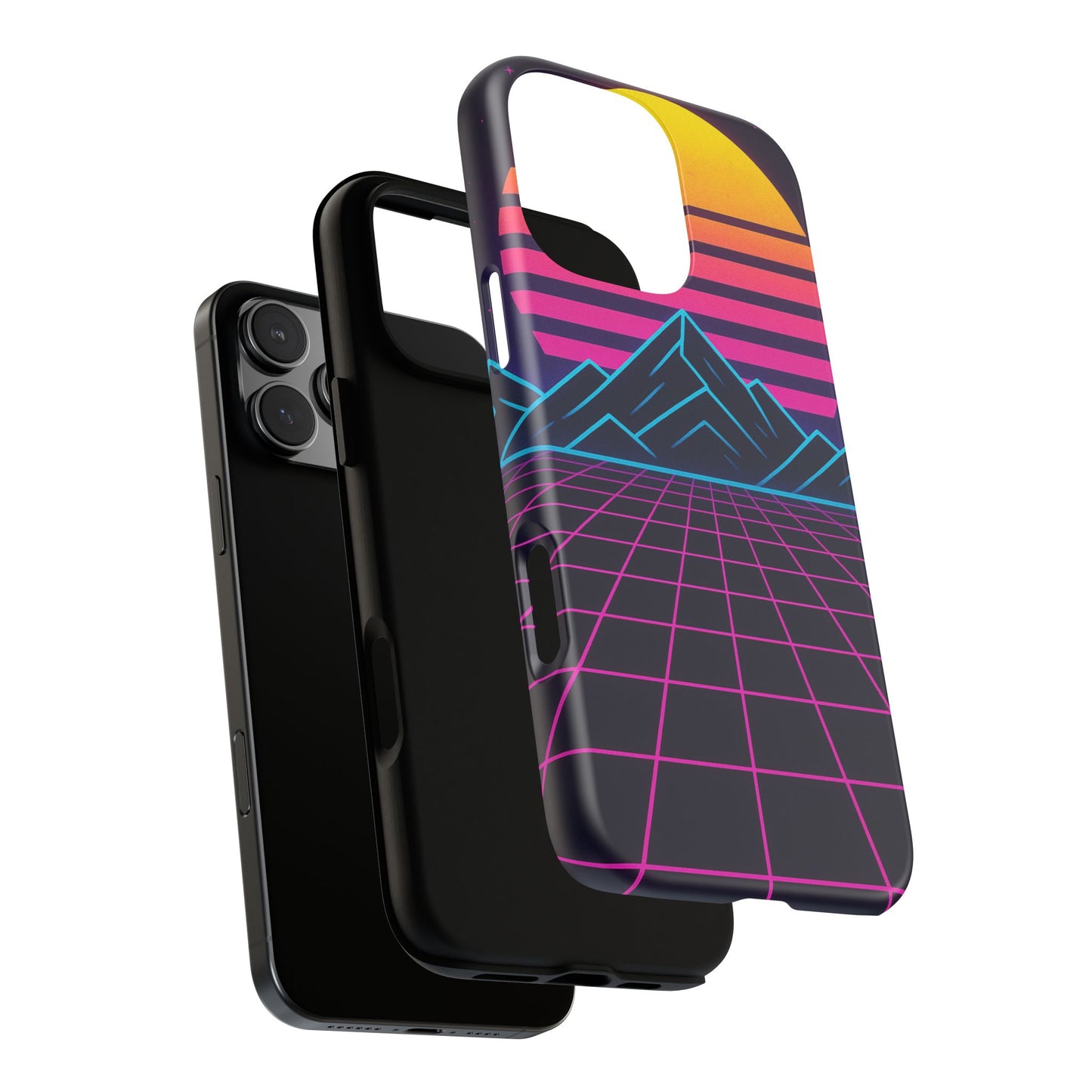 Retro Sunset Phone Case, Vintage Neon Case, 80s Aesthetic Cover, Gift for Tech Lovers, Unique Phone Accessories