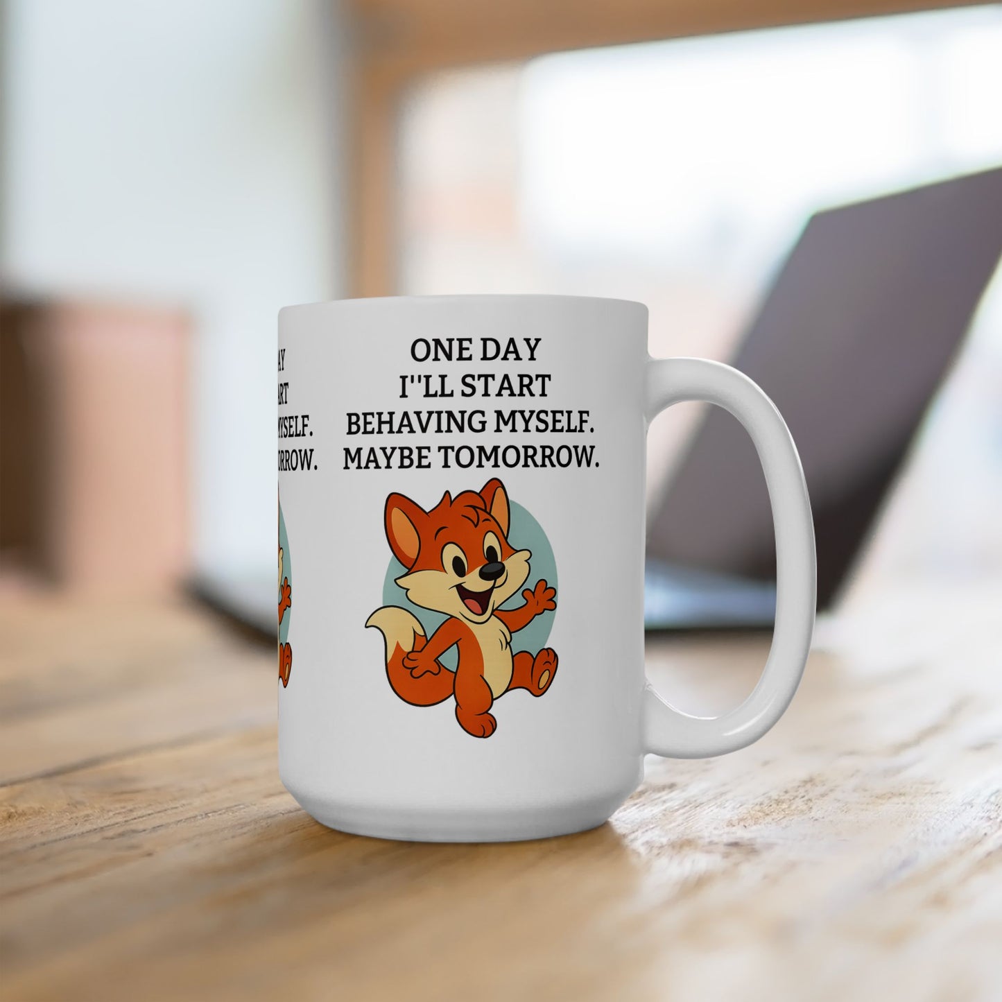 Whimsical Fox Ceramic Mug - Fun Quote, Gift for Animal Lovers, Unique Home Decor, Coffee Lover's Gift, Cute Kitchenware