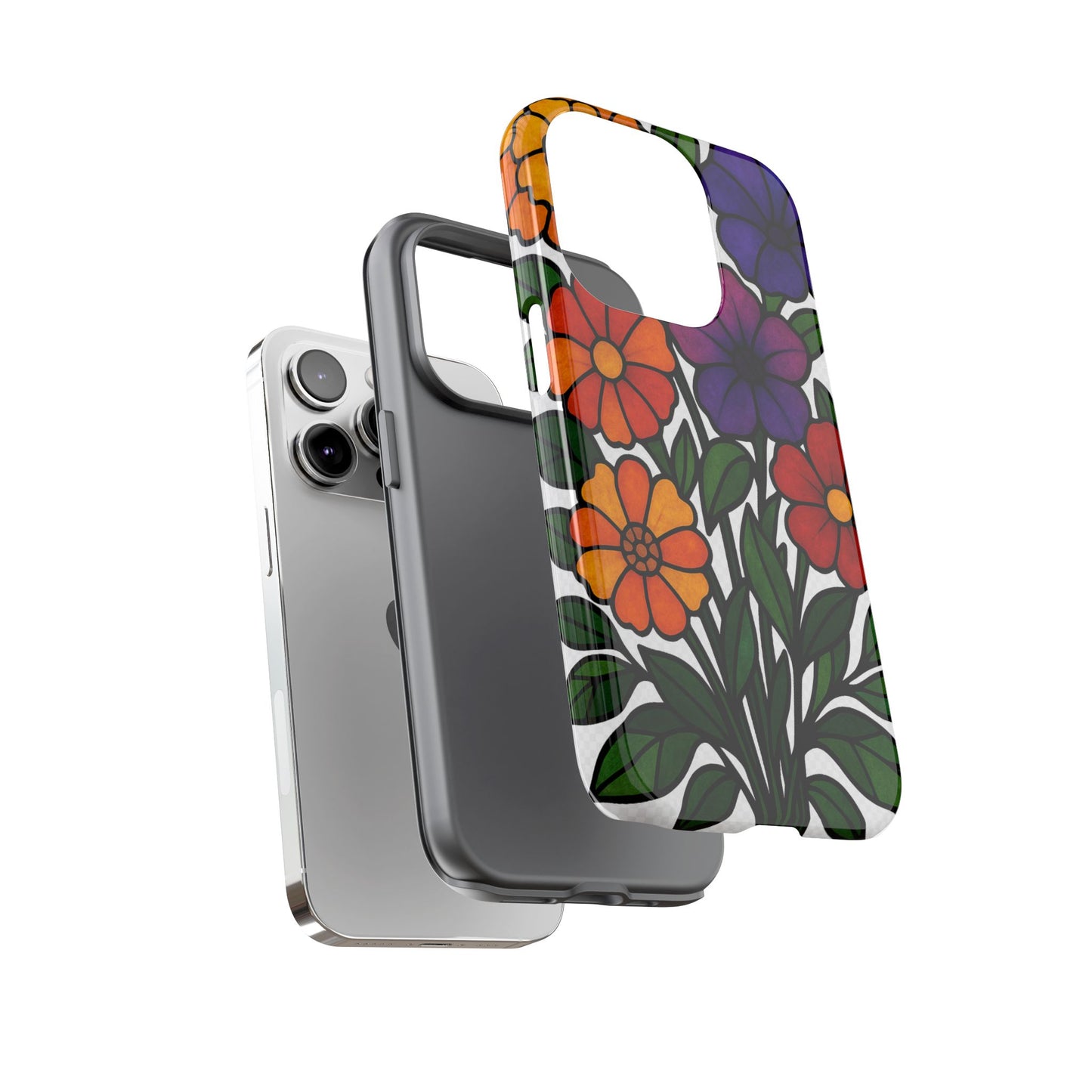 Floral Phone Case, Tough Cases with Colorful Flower Design, Gift for Flower Lovers, Summer Accessories, Trendy Phone Cover