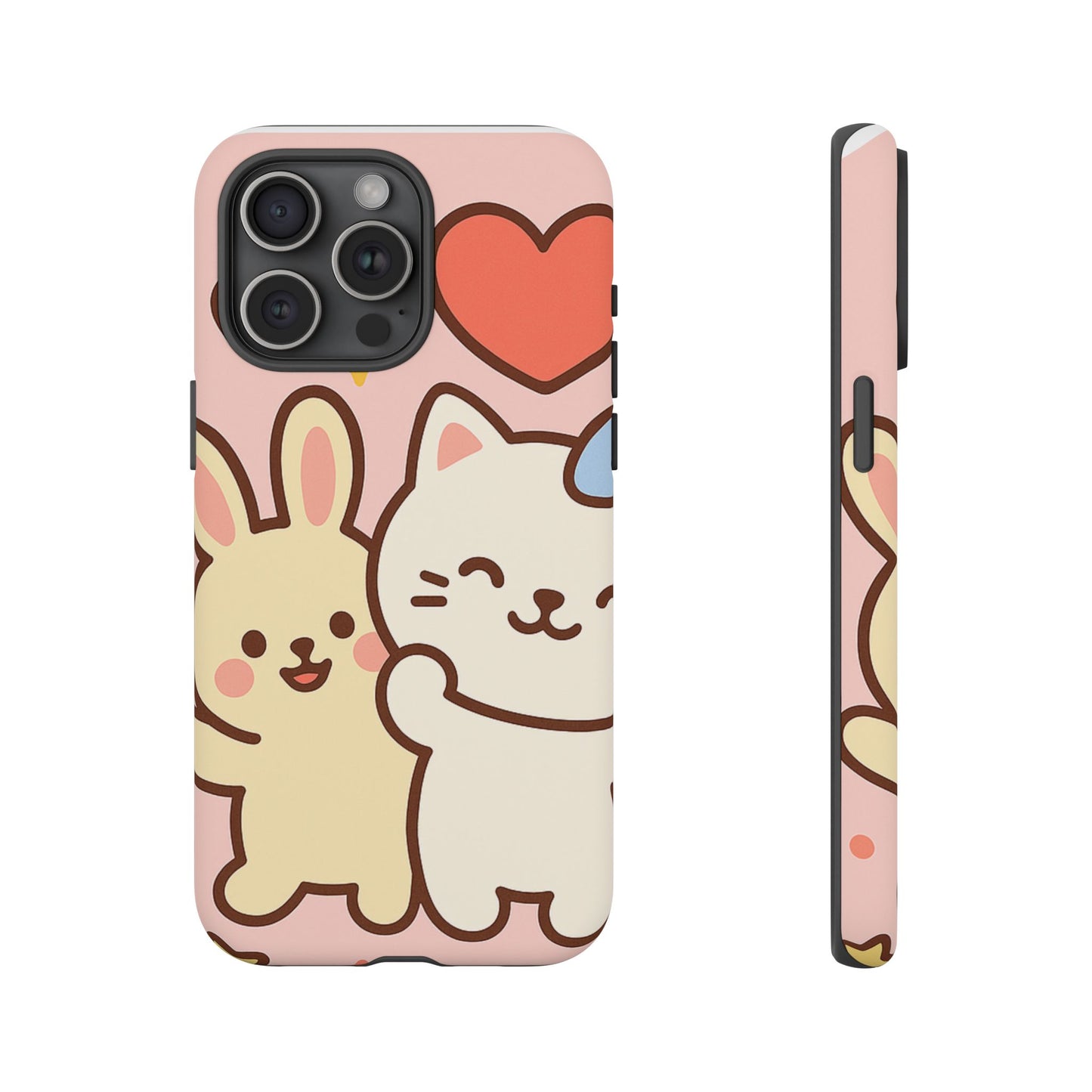 Cute Animal Phone Case -Tough Cases with Bunny and Cat Design, Kawaii Gift for Kids, Birthday, Everyday Use, Phone Accessories, teenage girl