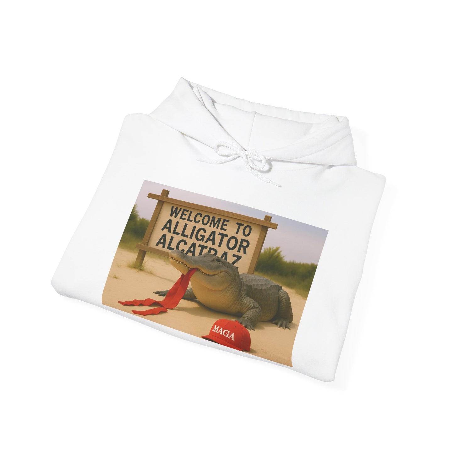 Welcome to Alligator Alcatraz Hoodie, Fun Graphic Sweatshirt, Unisex Hooded Sweatshirt, Casual Wear, Gift for Nature Lovers, ALLIGATOR ALCATRAZ, TRUMP