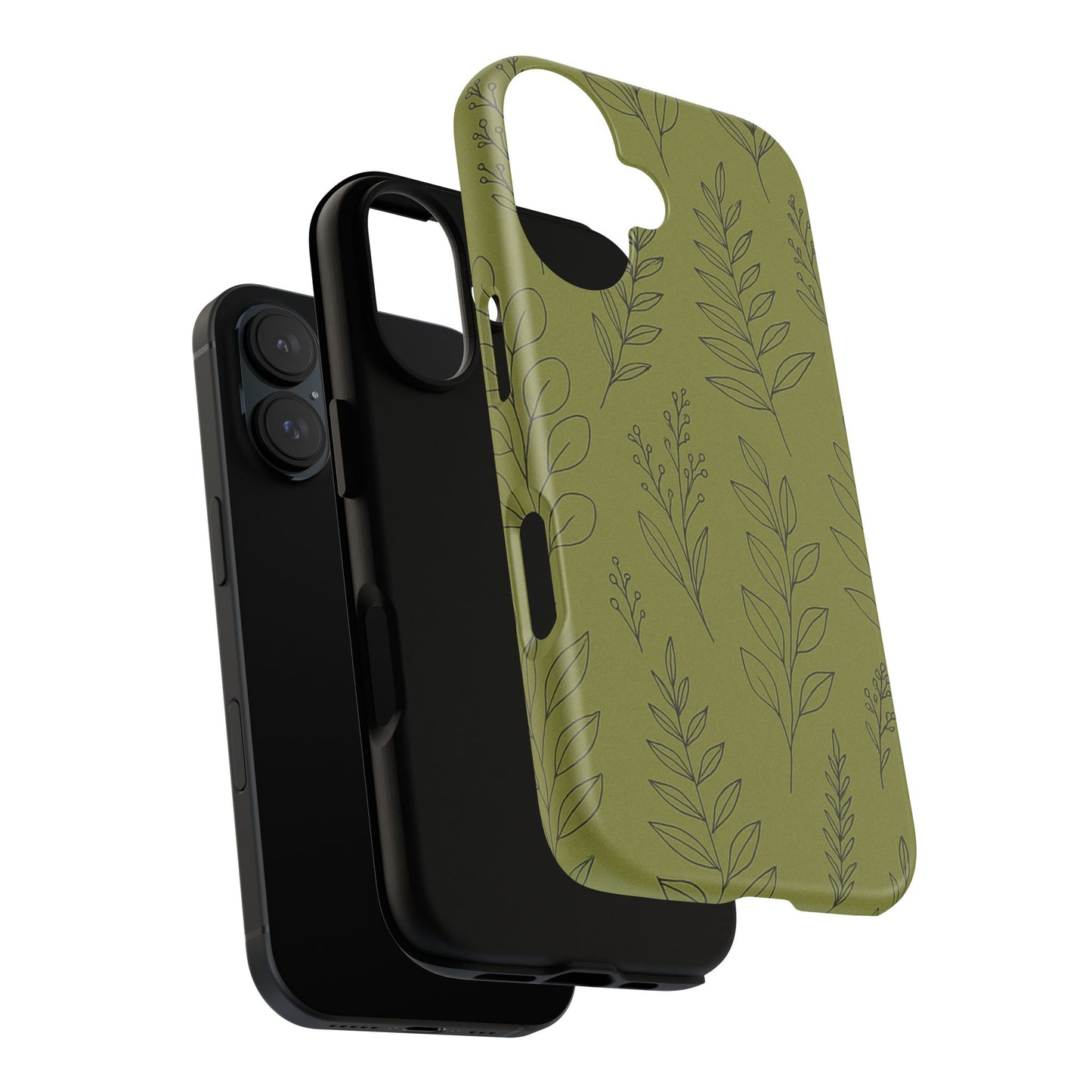 Stylish Phone Case, Botanical Design, Tough Phone Cover, Green Floral Case, Nature Inspired Gift, Eco-Friendly Accessory