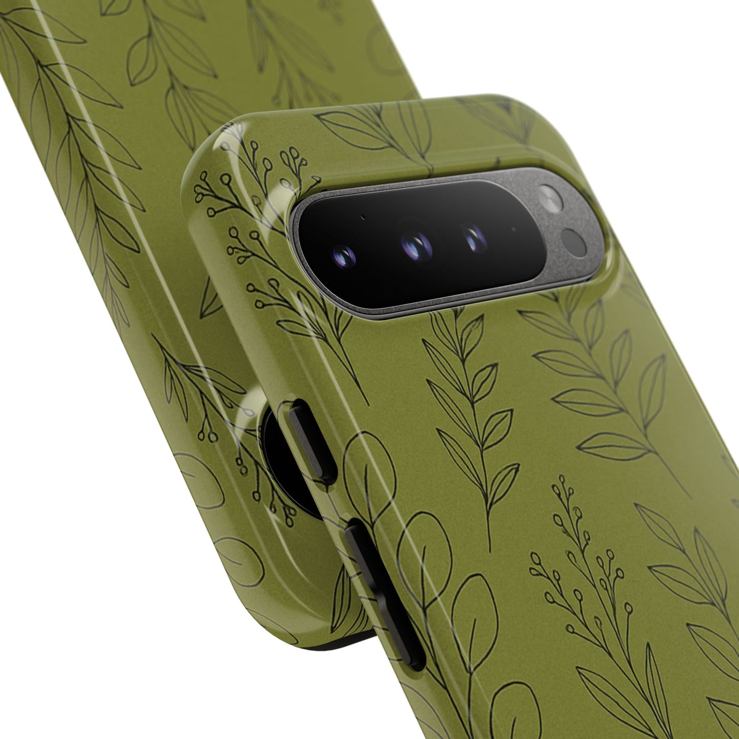 Stylish Phone Case, Botanical Design, Tough Phone Cover, Green Floral Case, Nature Inspired Gift, Eco-Friendly Accessory