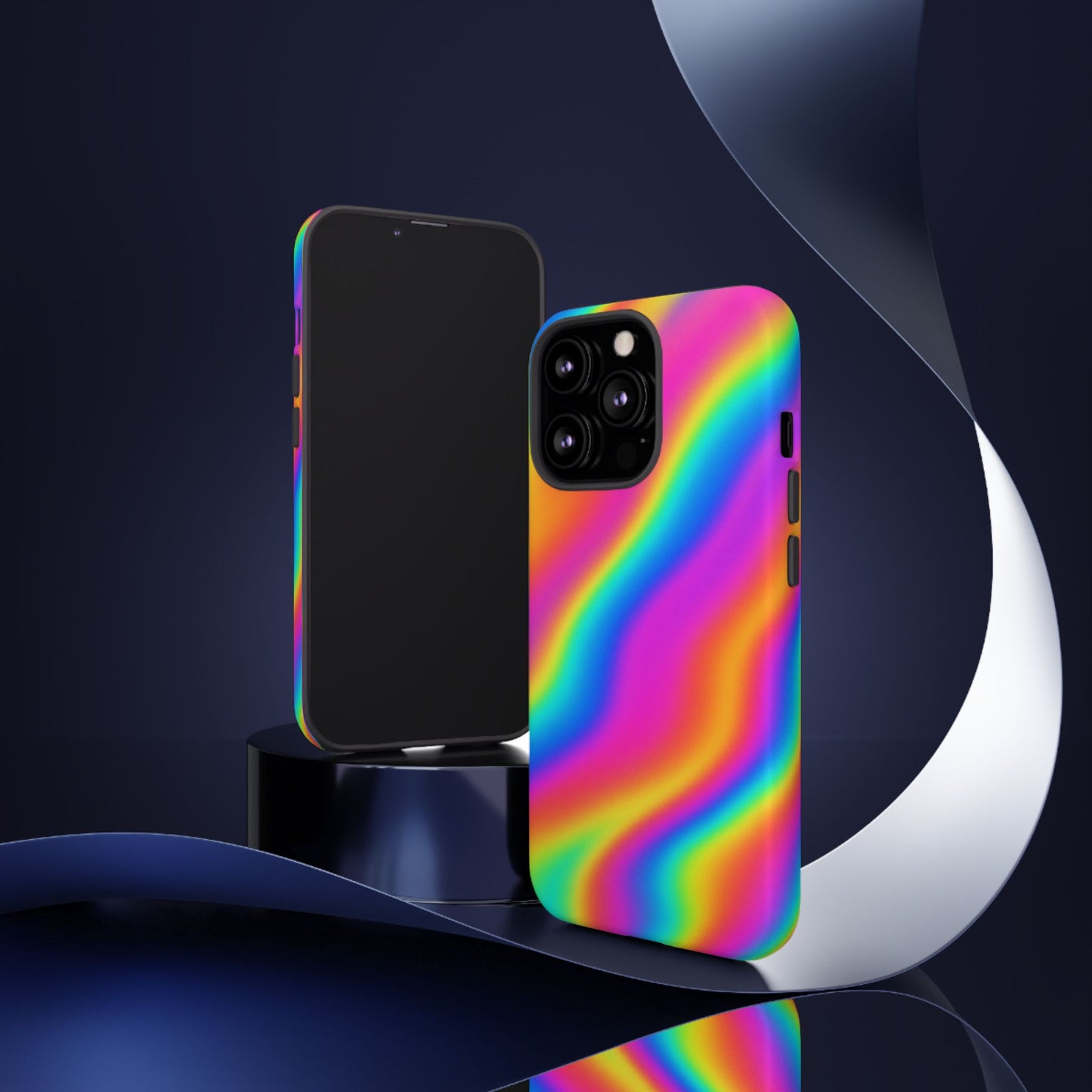 Rainbow Wavy Phone Case - Colorful Tough Cases for Stylish Protection, LGBTQ+ Pride Gift, Trendy Phone Accessory, Birthday, Holiday Present