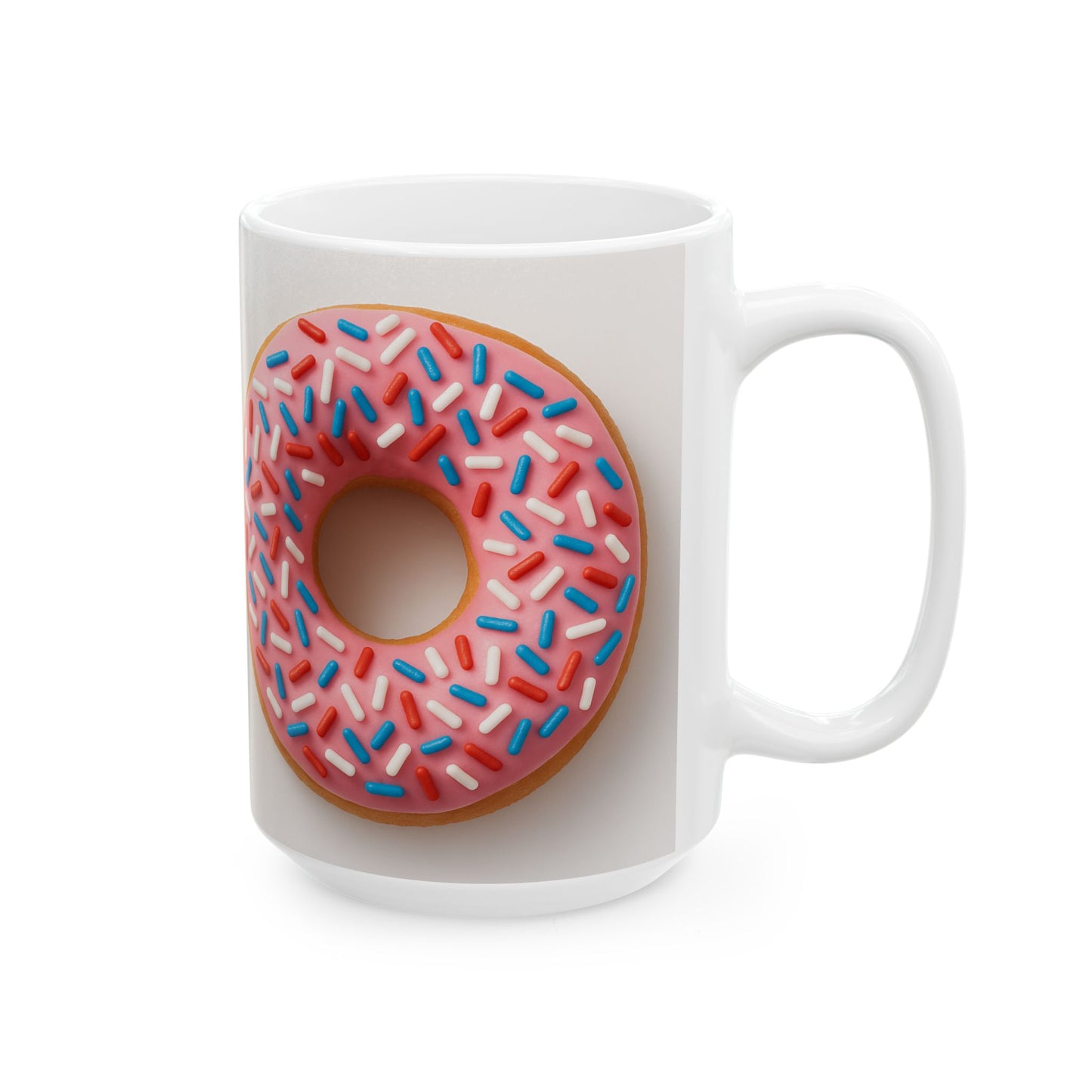 Donut Design Ceramic Mug | Fun Coffee Mug for Foodies, Birthday Gift, Kitchen Decor, Donut Lover's Mug, Sweet Treat Drinkware