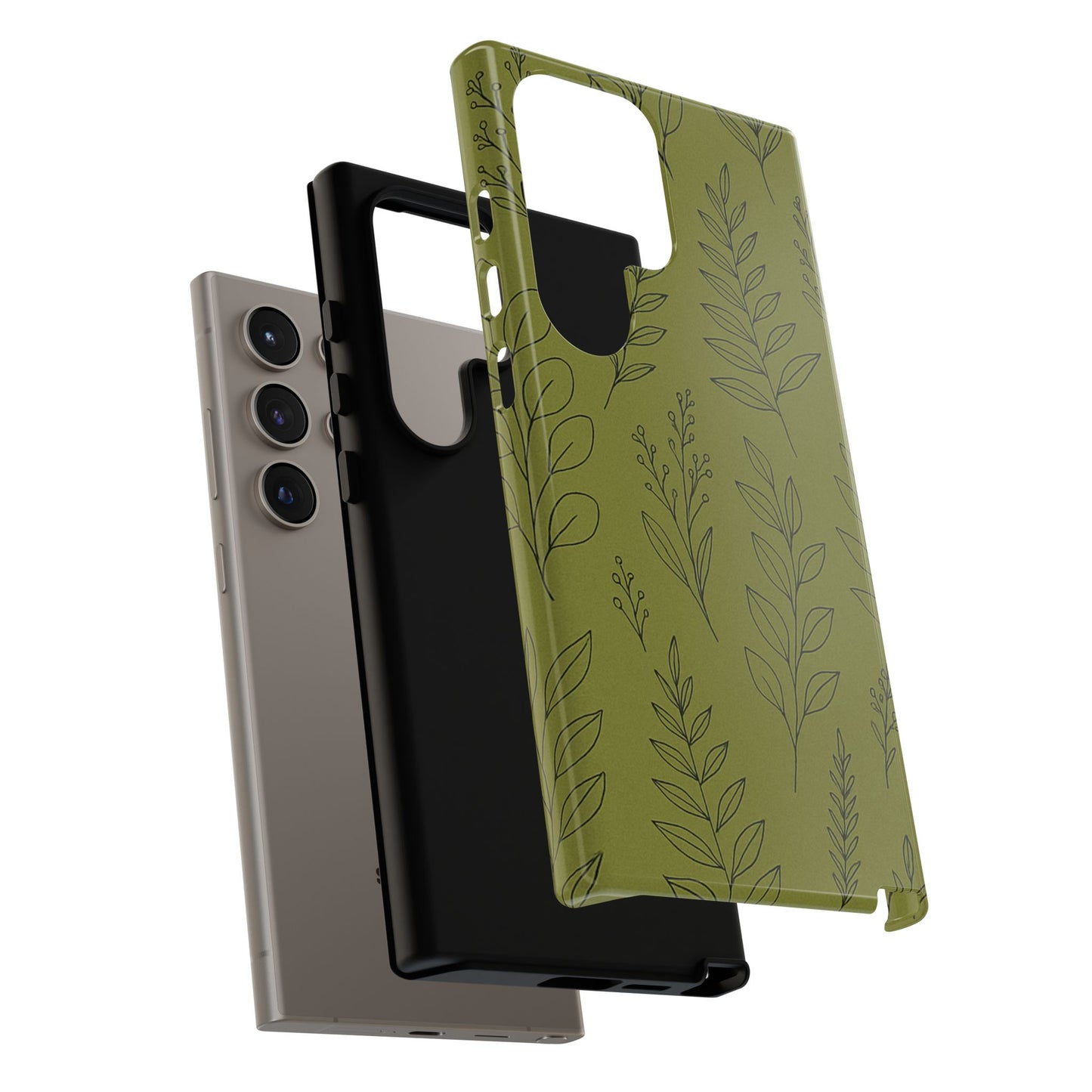 Stylish Phone Case, Botanical Design, Tough Phone Cover, Green Floral Case, Nature Inspired Gift, Eco-Friendly Accessory