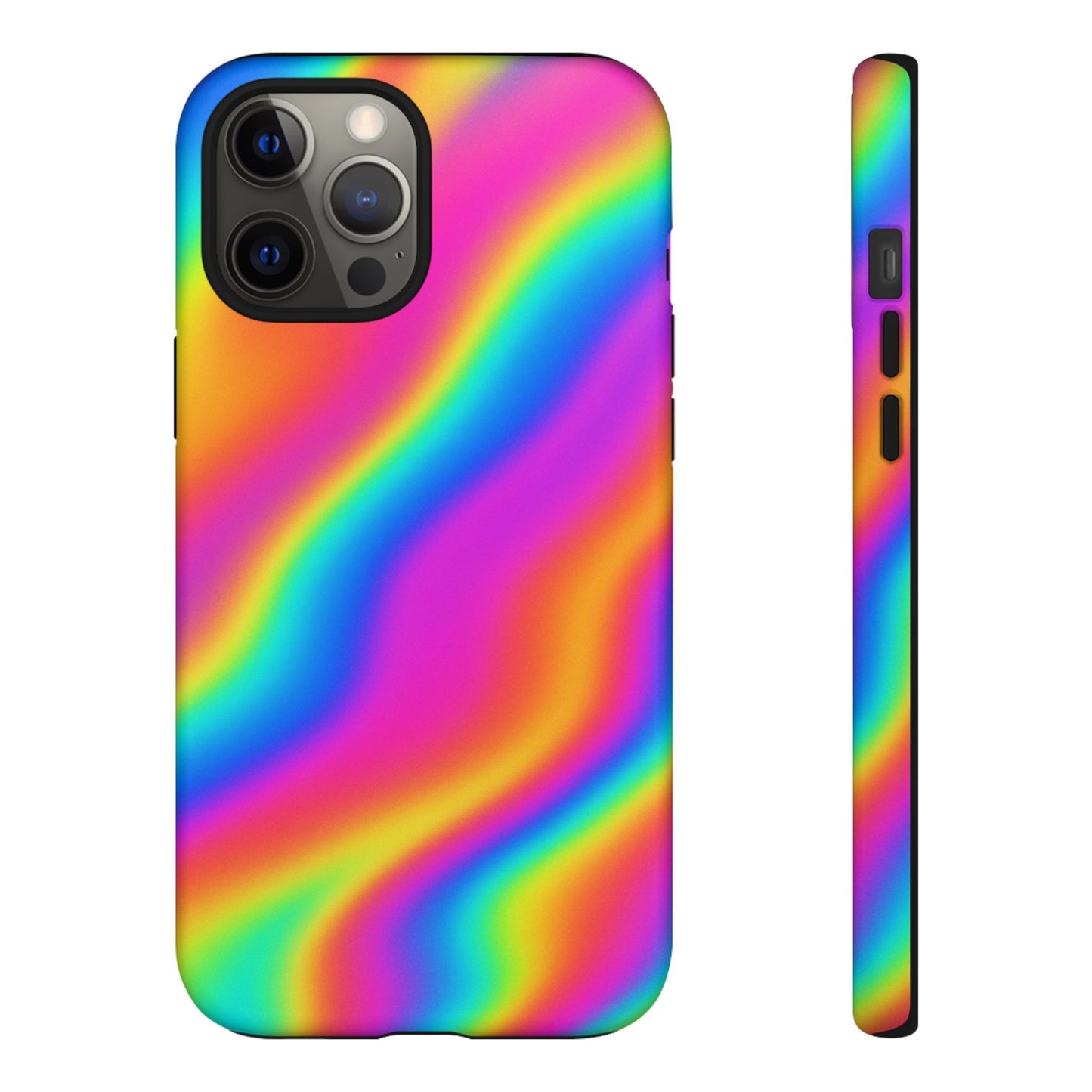 Rainbow Wavy Phone Case - Colorful Tough Cases for Stylish Protection, LGBTQ+ Pride Gift, Trendy Phone Accessory, Birthday, Holiday Present