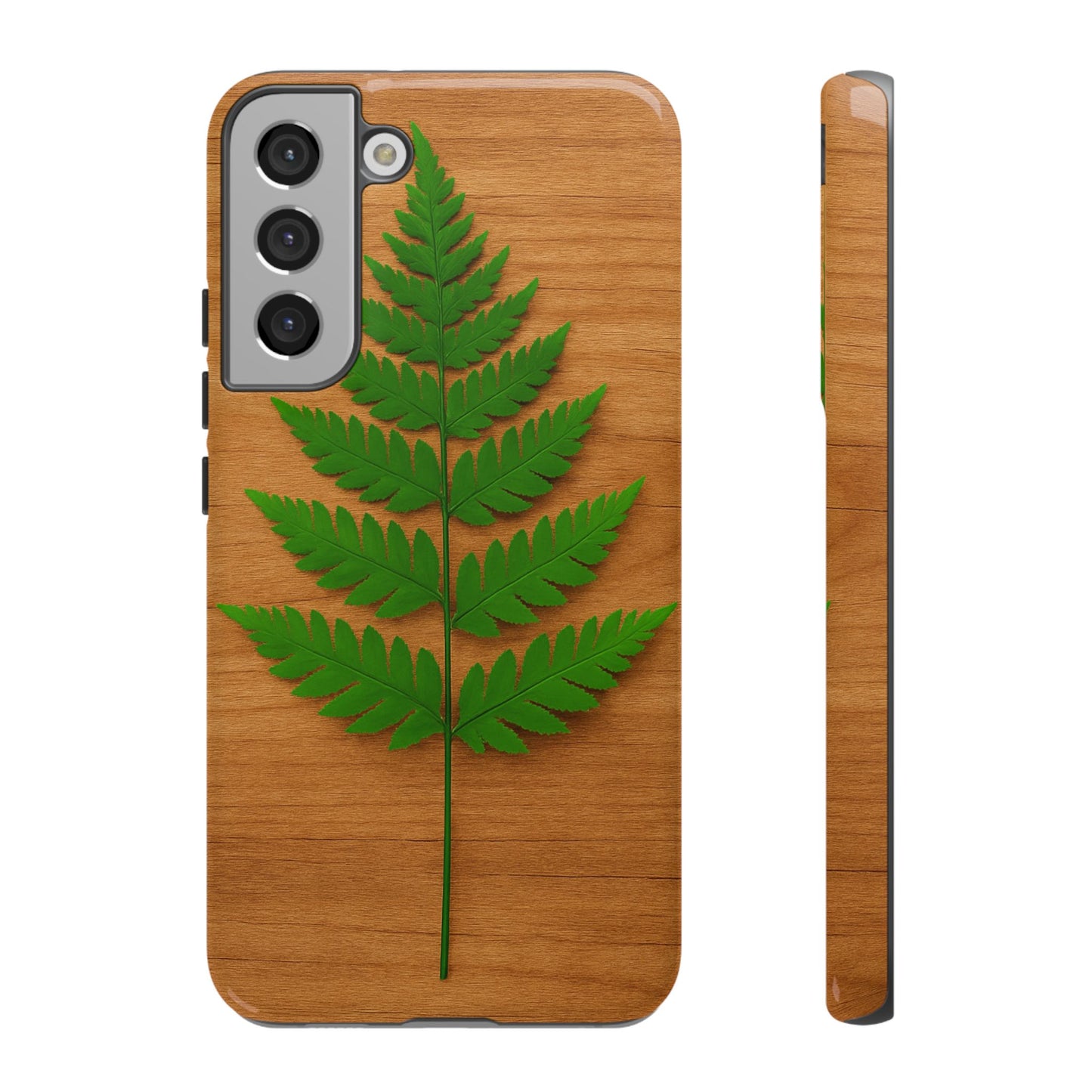 Wooden Fern Phone Case - Eco-Friendly Tough Cases for Nature Lovers, Unique Gift, Customizable Design, Nature-Themed Accessories