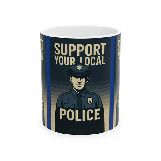 Support Your Local Police Ceramic Mug - Perfect Gift for Law Enforcement Supporters, Police Appreciation, Coffee Lover, Home or Office Decor