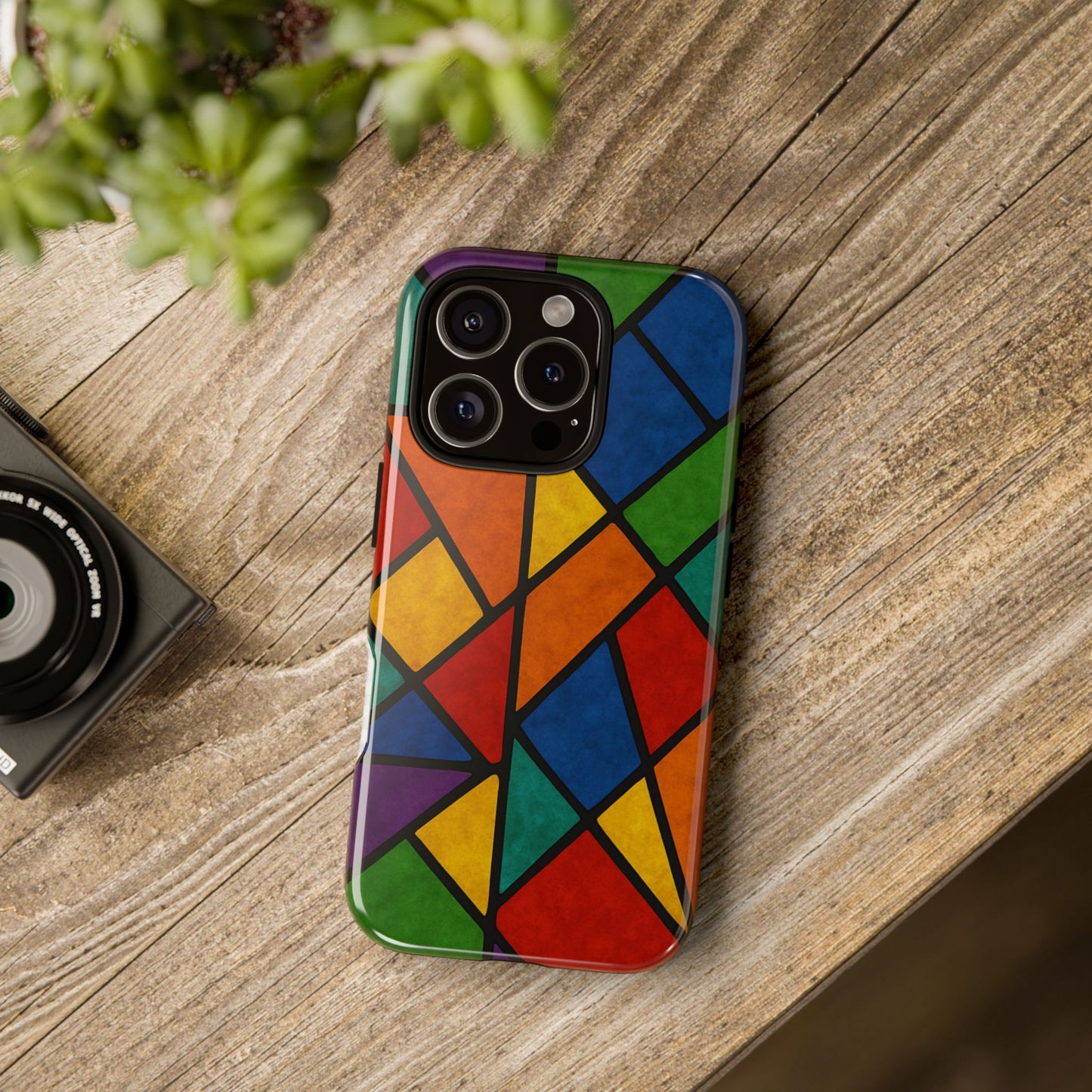 Colorful Phone Case, Stained Glass Pattern, Artistic Phone Cover, Unique Smartphone Protection, Vibrant Gift for All Occasions