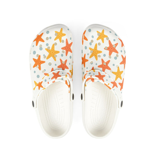 Colorful Starfish EVA Foam Clogs, Summer Footwear, Beach Shoes, Comfortable Garden Clogs, Fun Poolside Slip-Ons