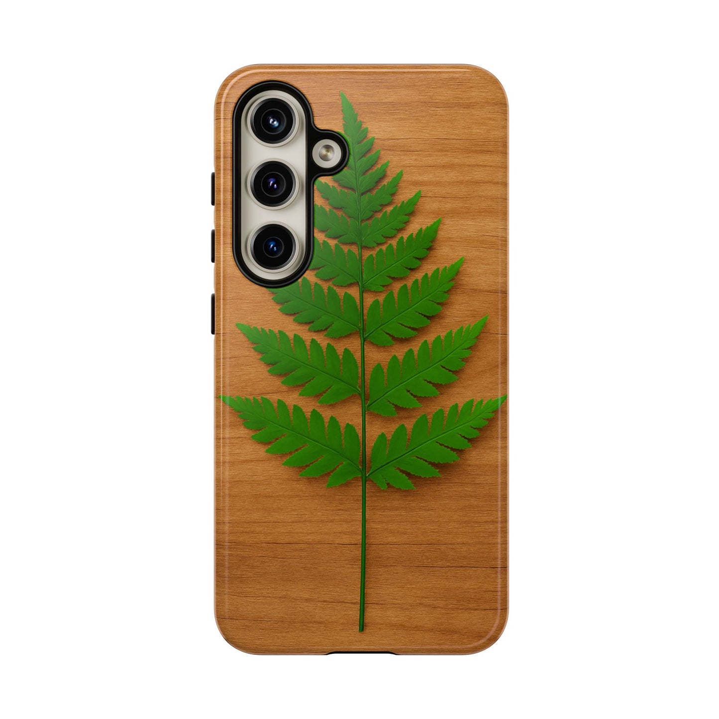 Wooden Fern Phone Case - Eco-Friendly Tough Cases for Nature Lovers, Unique Gift, Customizable Design, Nature-Themed Accessories
