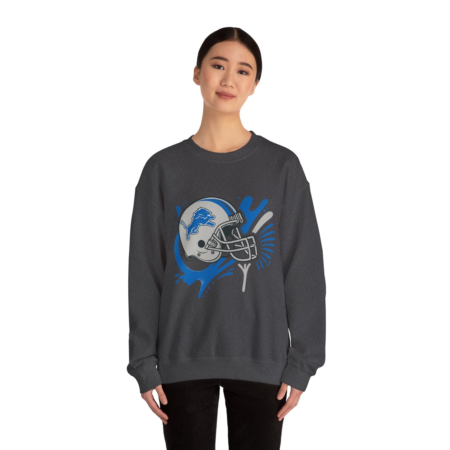 Detroit Lions Sweatshirt, Unisex Heavy Blend Crewneck, Game Day Apparel, Sports Fan Gift, NFL Team Merchandise, Casual Comfort