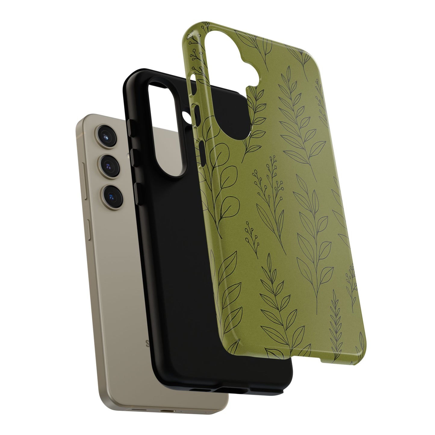 Stylish Phone Case, Botanical Design, Tough Phone Cover, Green Floral Case, Nature Inspired Gift, Eco-Friendly Accessory