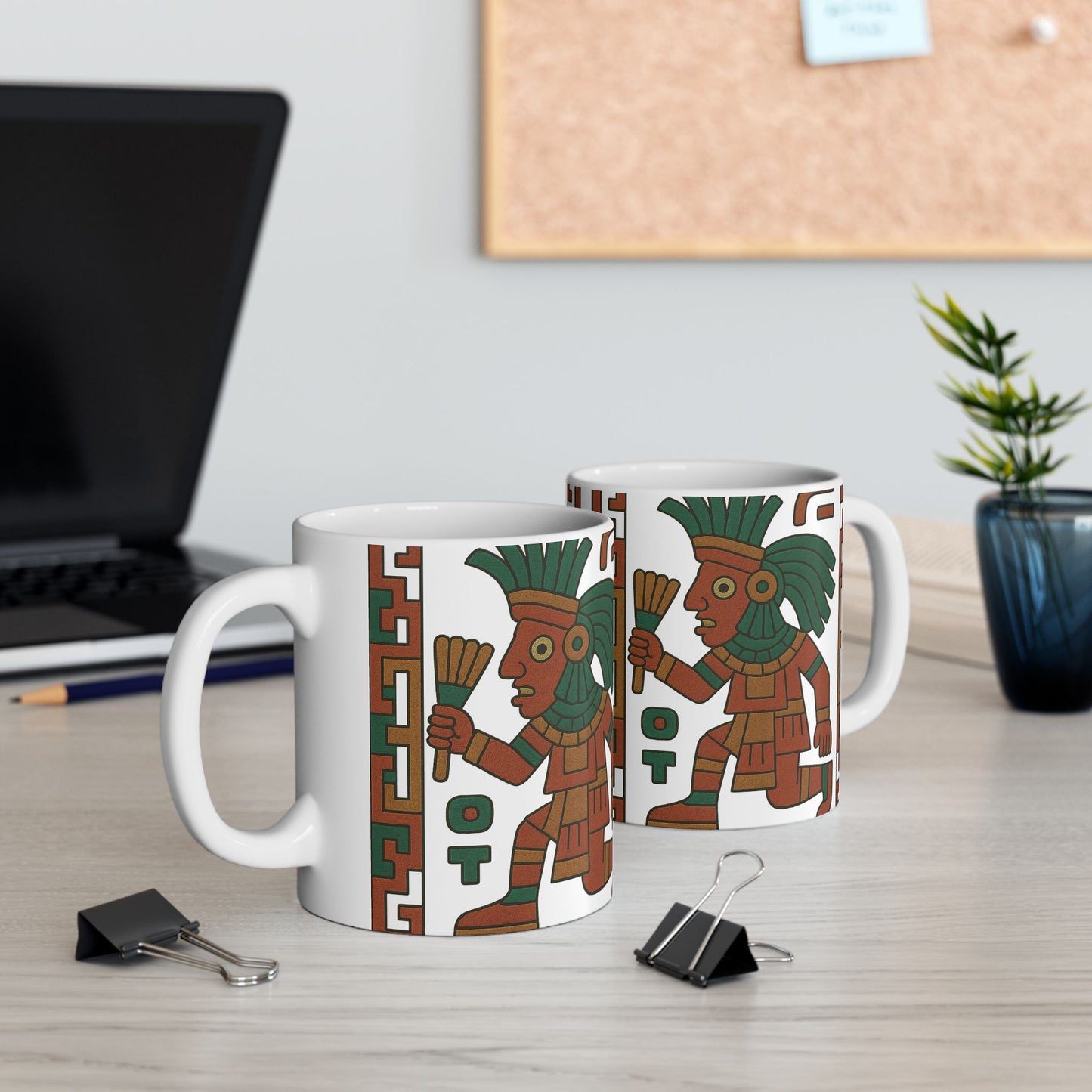 Ceramic Mug with Aztec Design, Coffee Lover's Gift, Unique Kitchenware, Boho Home Decor, Ethnic Art Mug, aztec