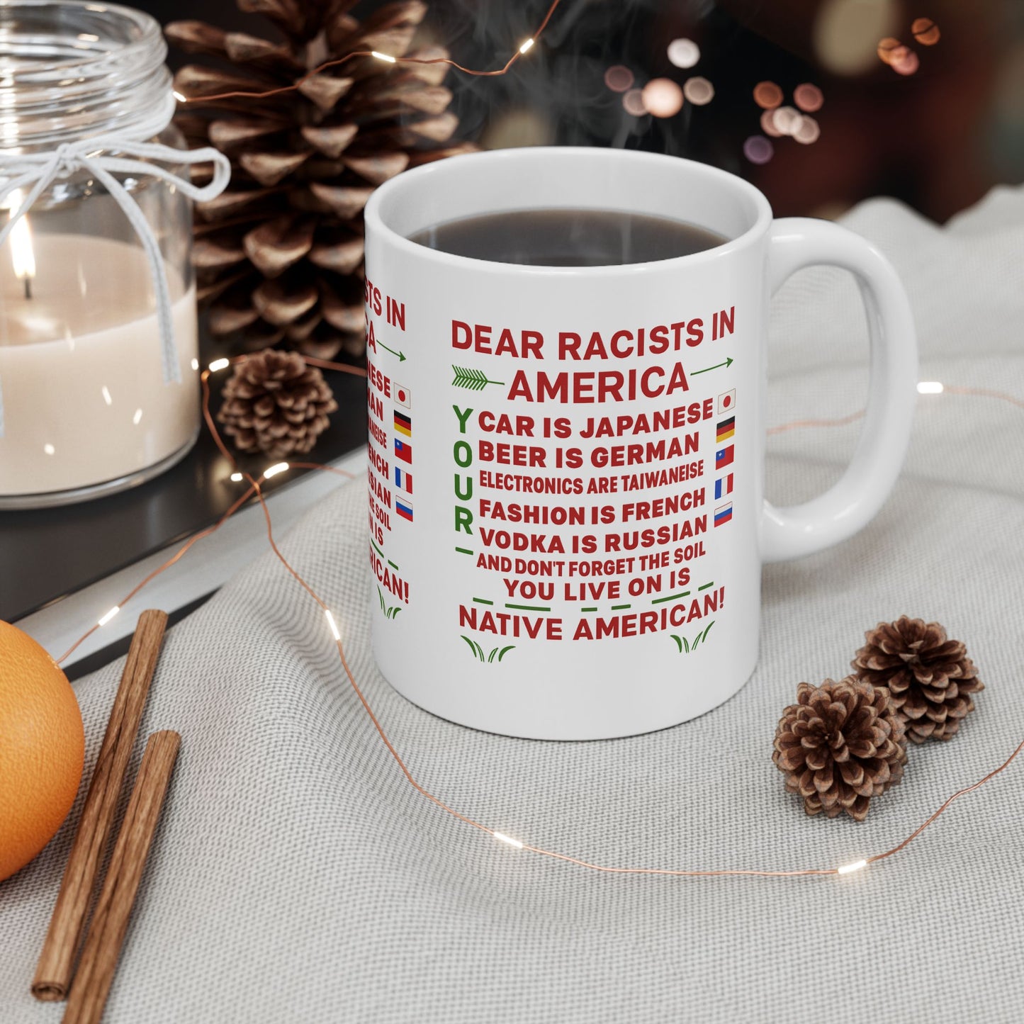 Inclusive Message Ceramic Mug | Protest Coffee Cup, Political Gift, Activism Drinkware, Social Justice Mug, Cultural Awareness