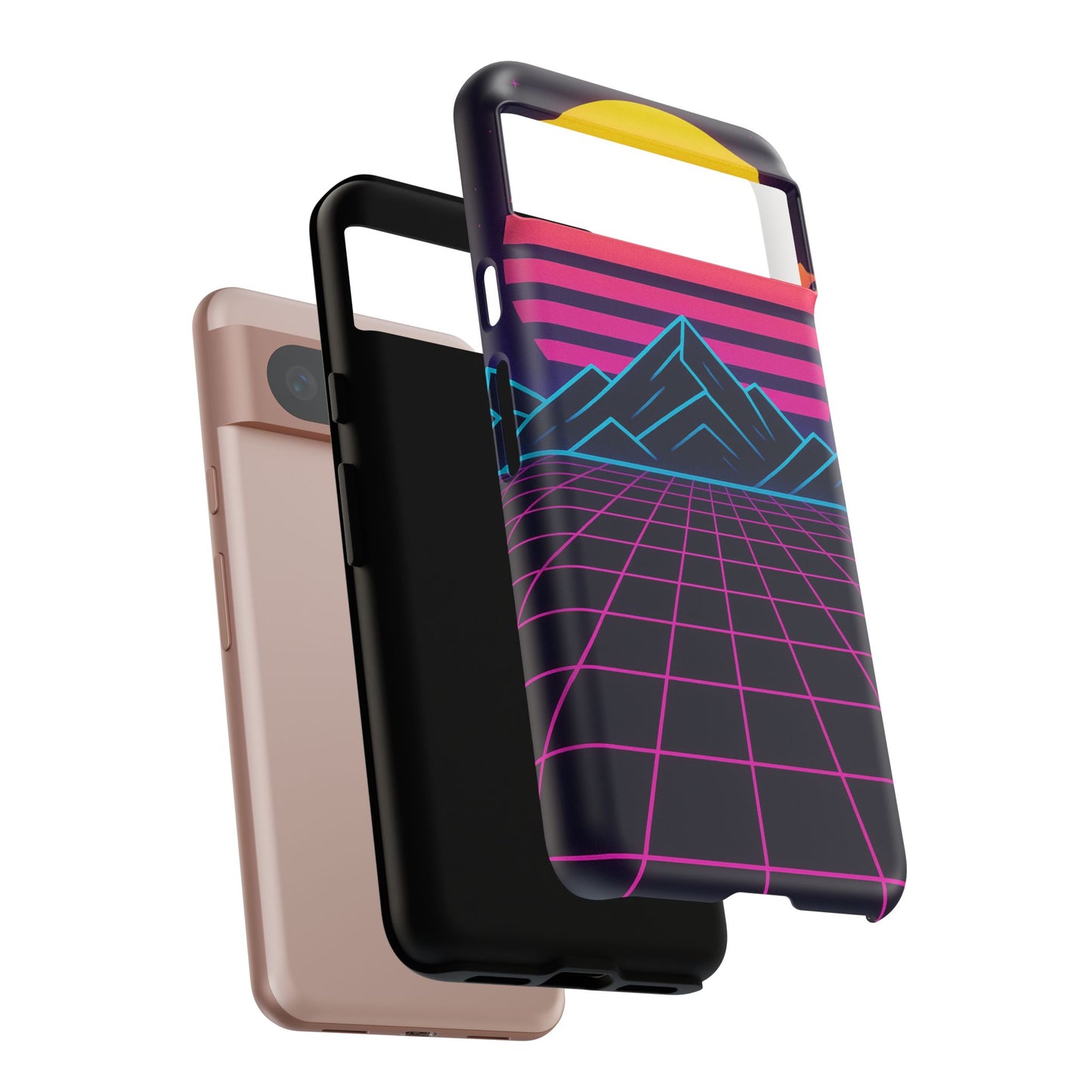 Retro Sunset Phone Case, Vintage Neon Case, 80s Aesthetic Cover, Gift for Tech Lovers, Unique Phone Accessories