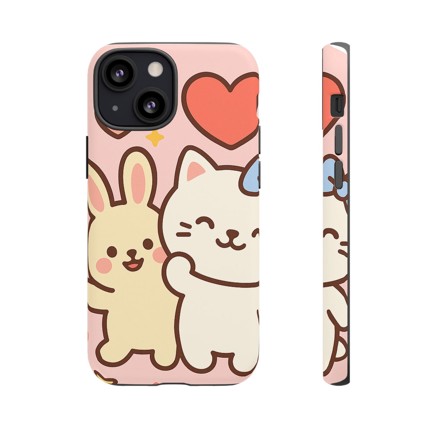 Cute Animal Phone Case -Tough Cases with Bunny and Cat Design, Kawaii Gift for Kids, Birthday, Everyday Use, Phone Accessories, teenage girl