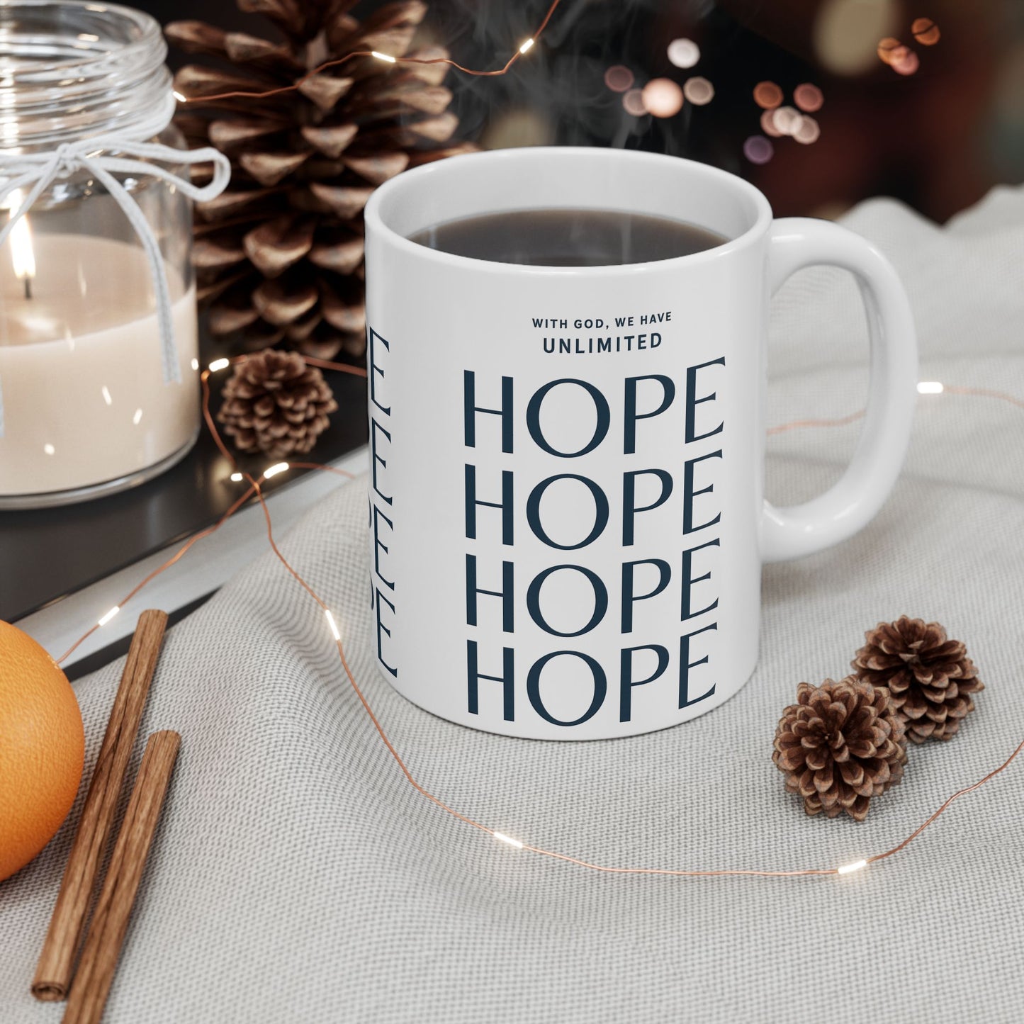 Inspirational Ceramic Mug - Unlimited Hope, Motivational Coffee Cup, Gift for Friends, Faith Mug, Home Decor, Empowering Drinkware