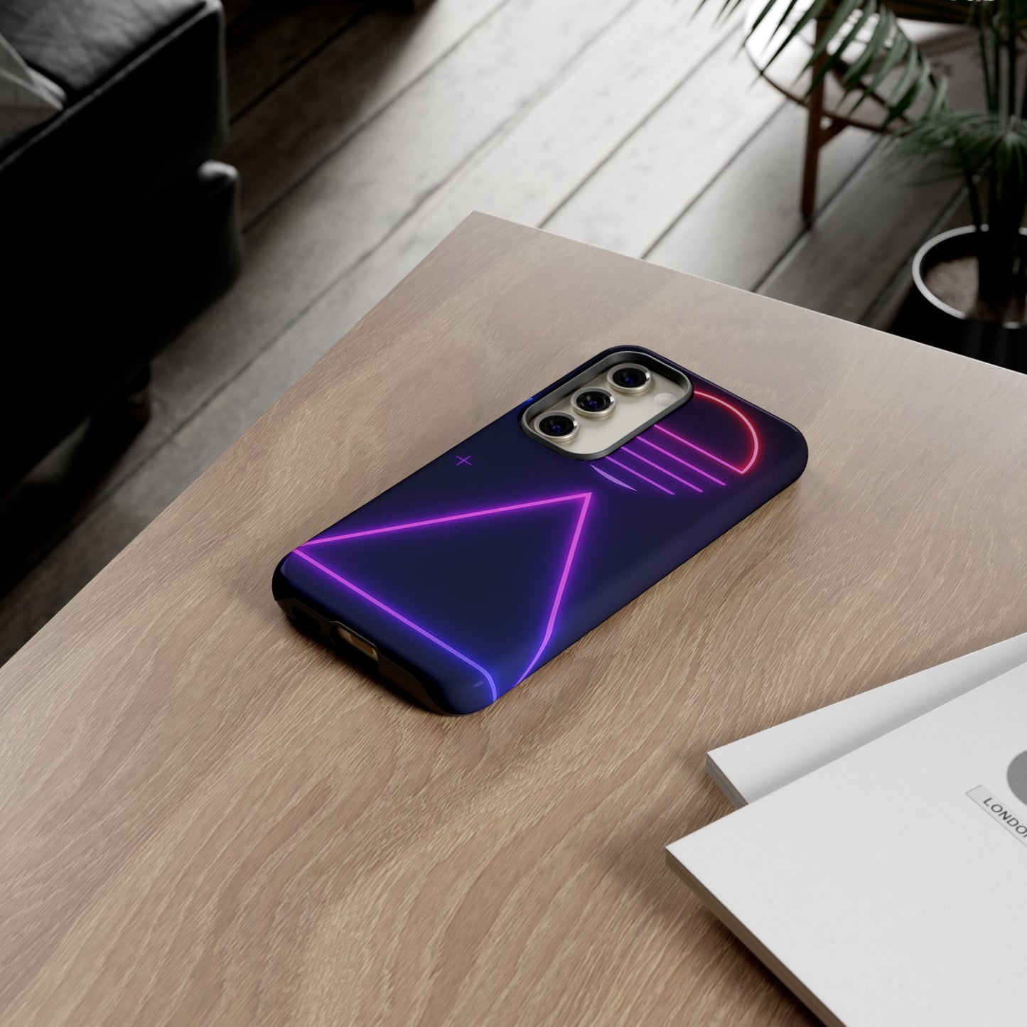 Retro Neon Phone Case, Tough Cases for iPhone, 80s Aesthetic Phone Cover, Abstract Neon Design, Gift for Tech Lovers